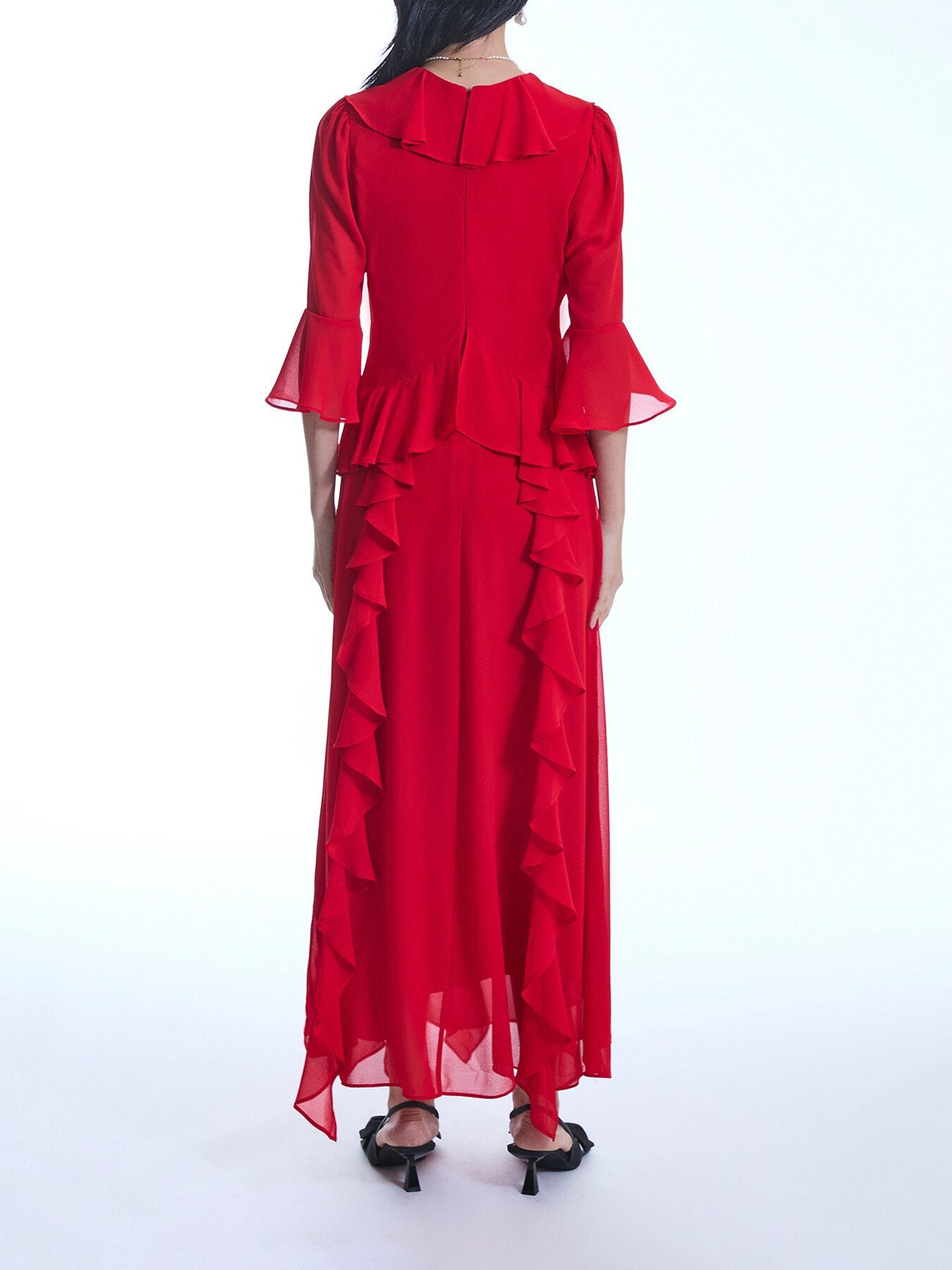 V-Neck Ruffle Dress
