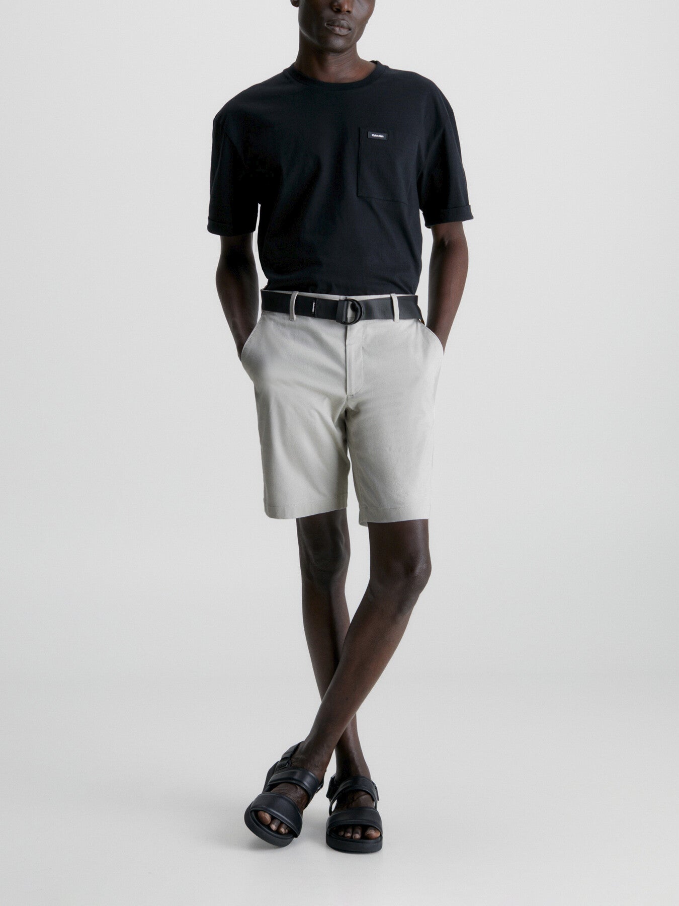 Slim Twill Belted Shorts