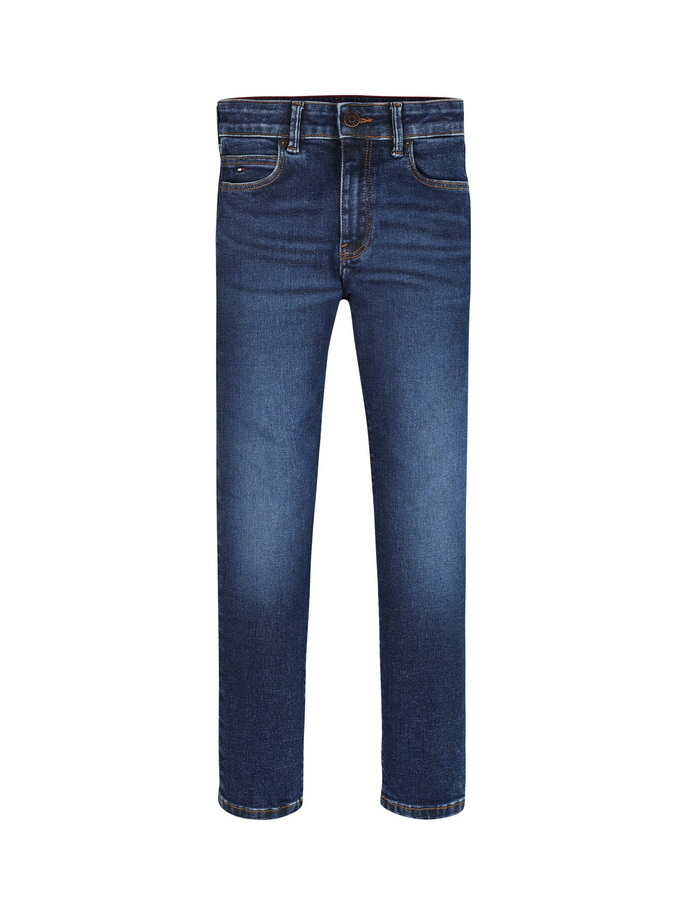 Faded Mid Wash Straight Jeans