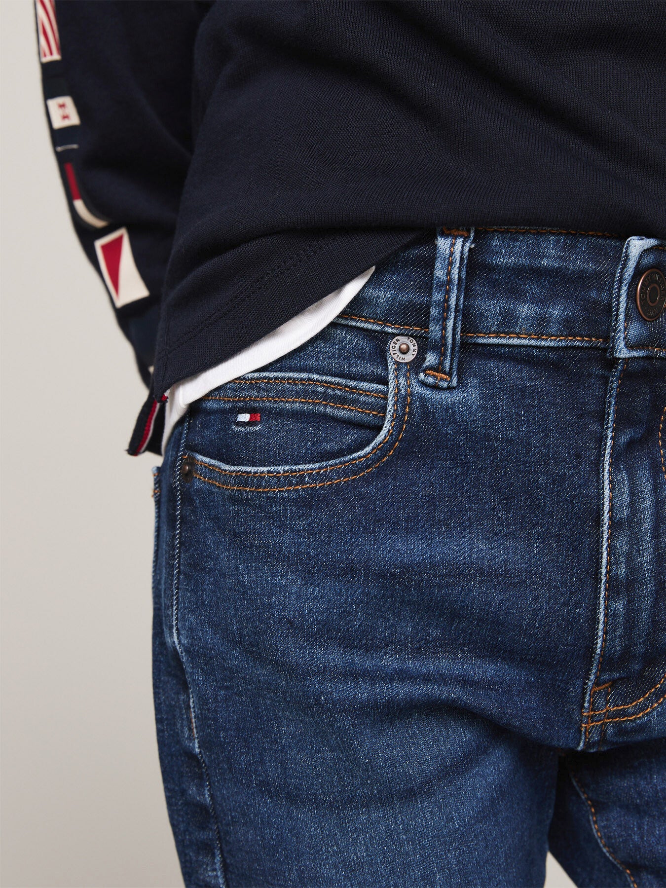 Faded Mid Wash Straight Jeans