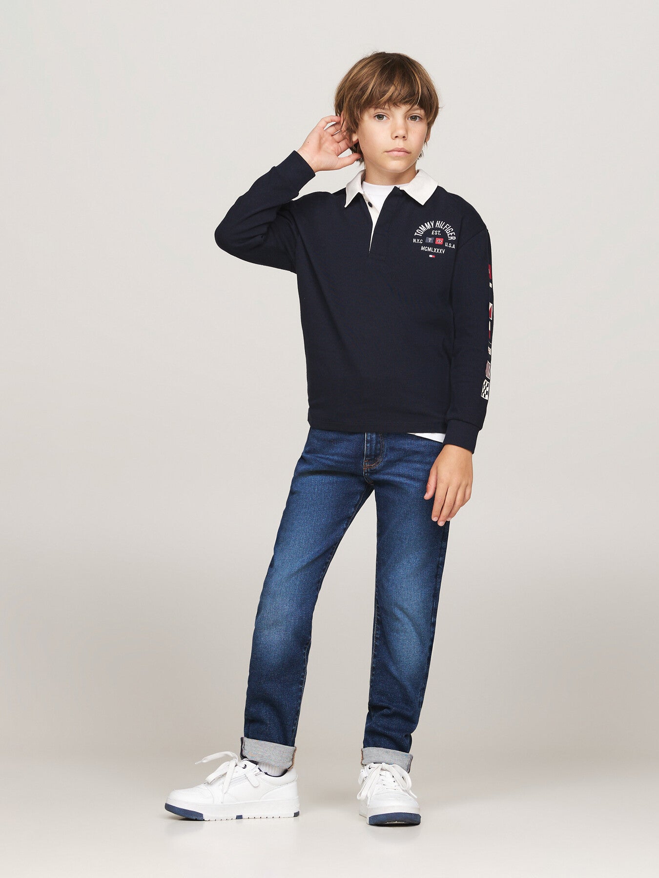 Faded Mid Wash Straight Jeans