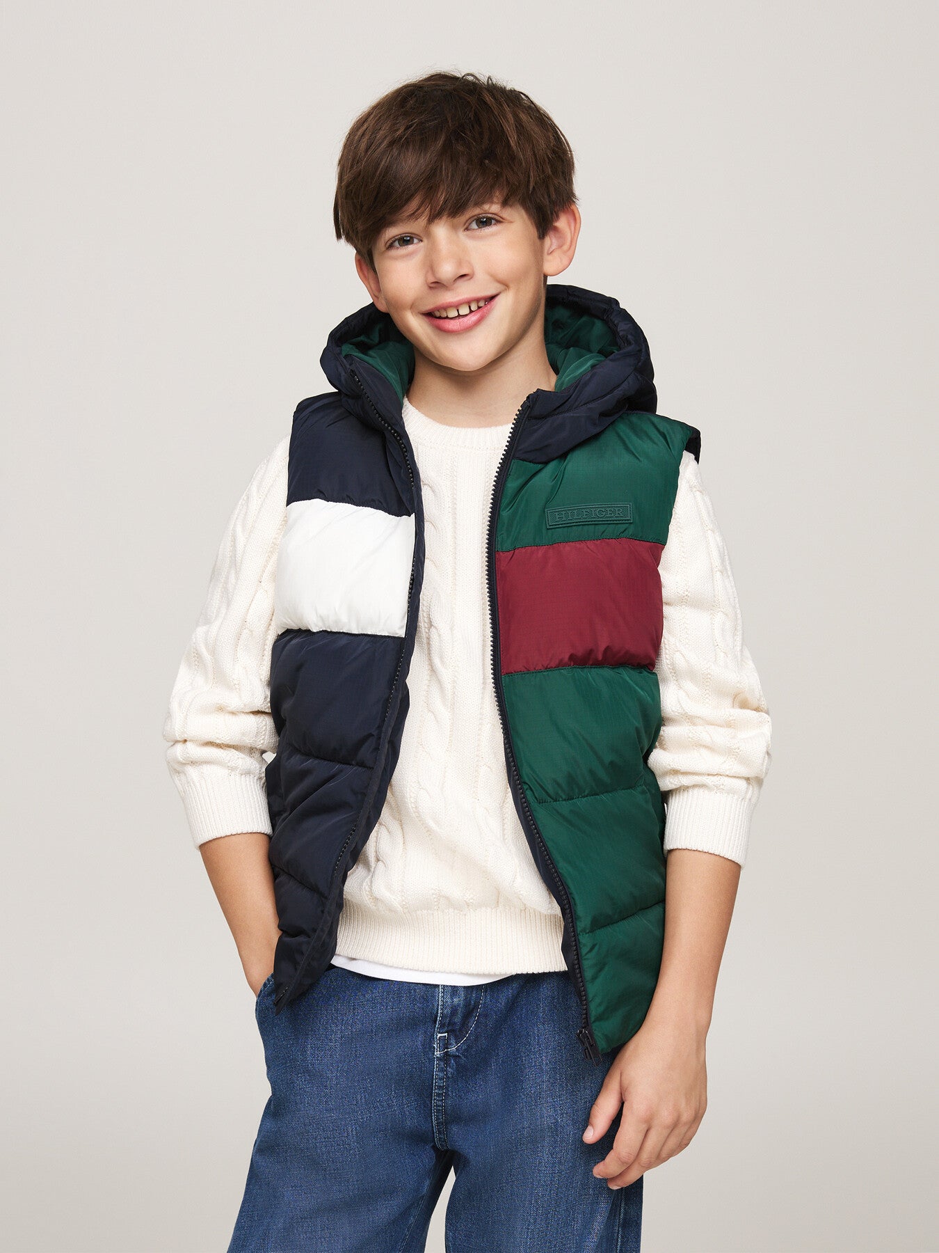 Colour Block Hooded Insulated Vest