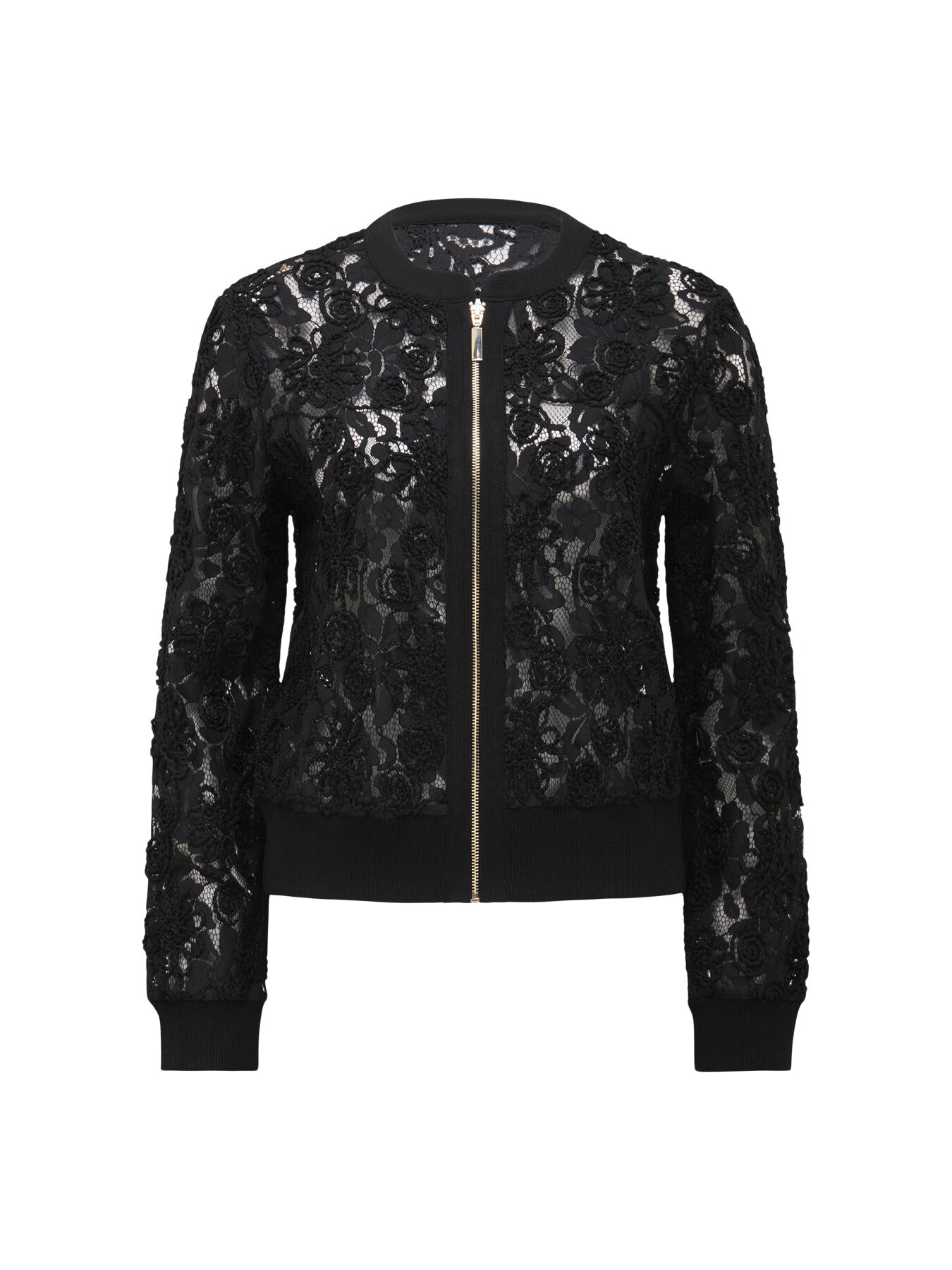 Riley Lace Mixed Knit Bomber Jacket
