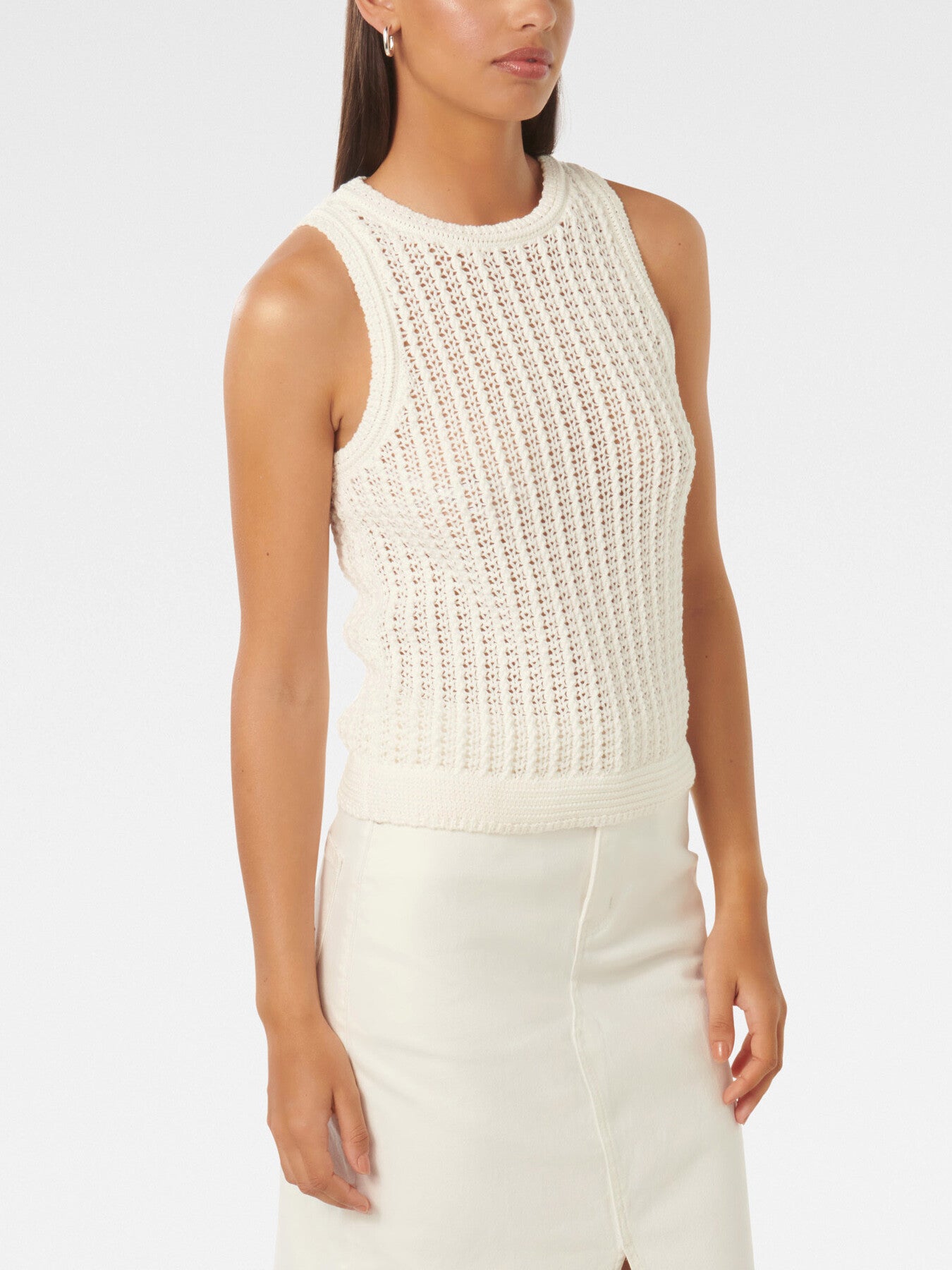 Bailee Crochet Look Racer Top