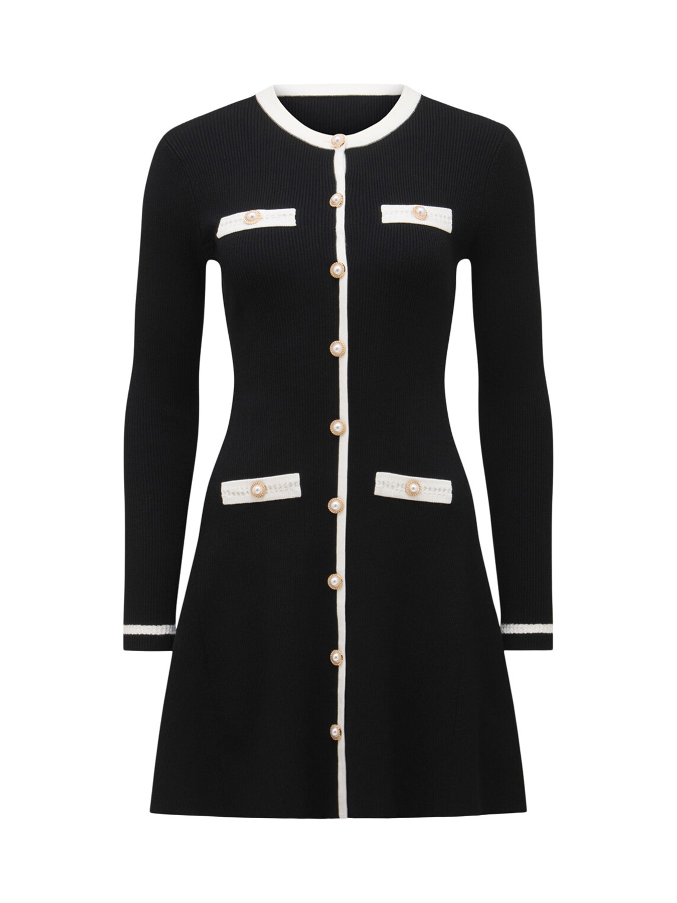 Kerry Contrast Long Sleeves Knit Mini Dress