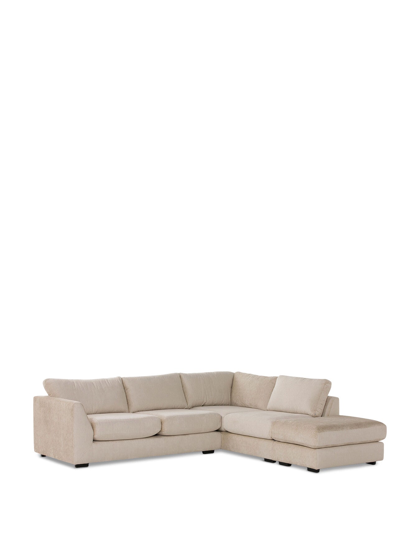 Neutral Melby Cream Velvet Right Facing Corner Sofa With Foo