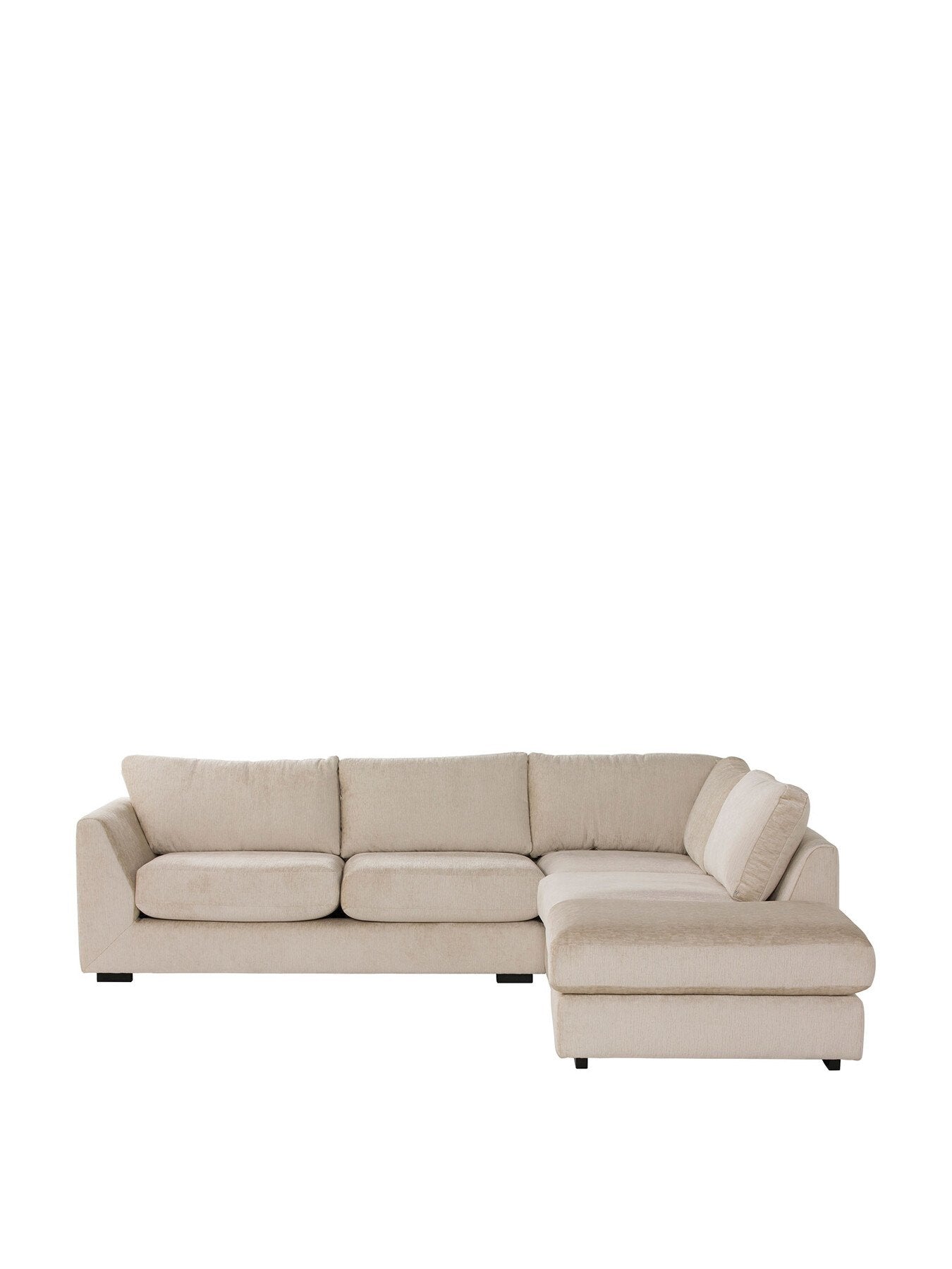 Neutral Melby Cream Velvet Right Facing Corner Sofa With Foo