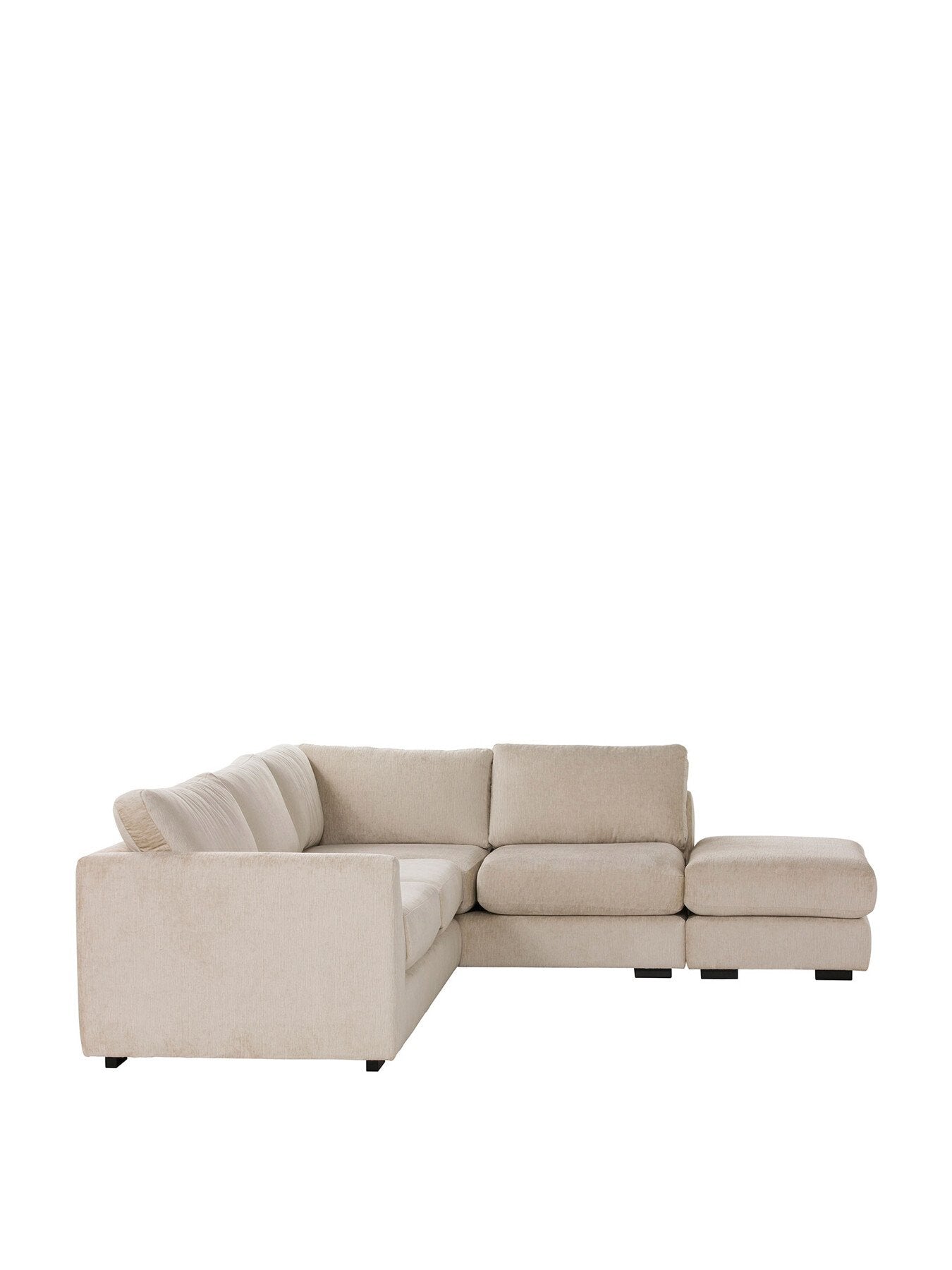 Neutral Melby Cream Velvet Right Facing Corner Sofa With Foo