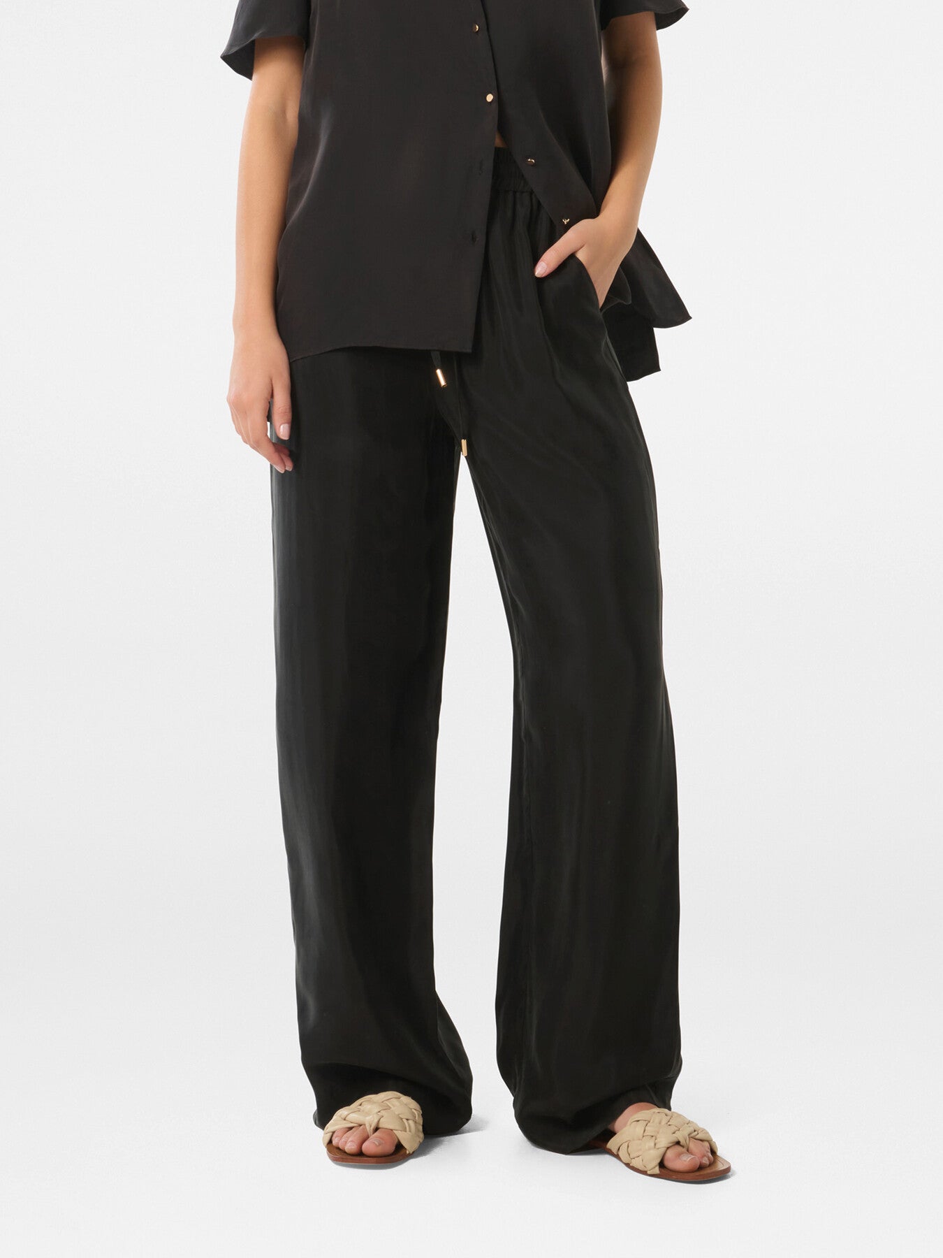 Emma Cupro Wide Leg Pants
