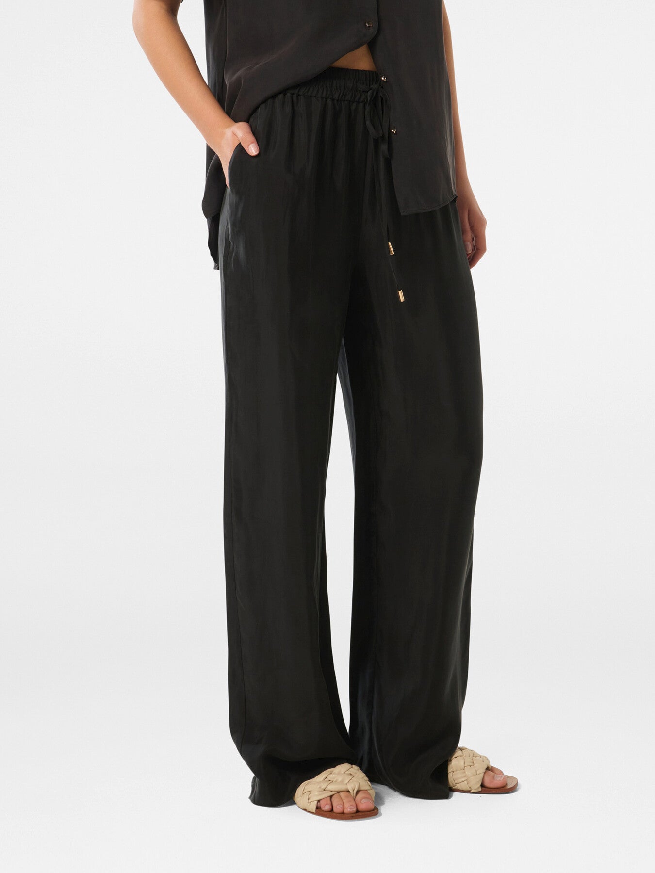 Emma Cupro Wide Leg Pants