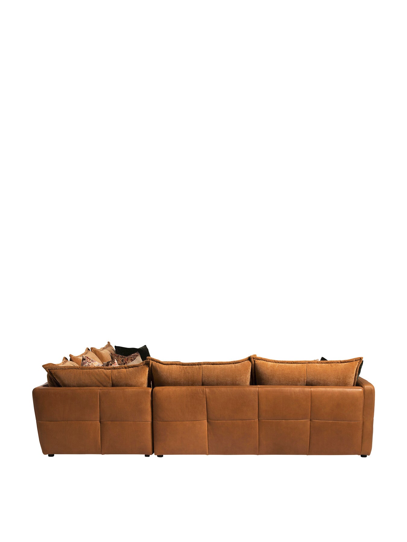 Brown Roby Brown Fabric And Leather 6 Seater Corner Sofa