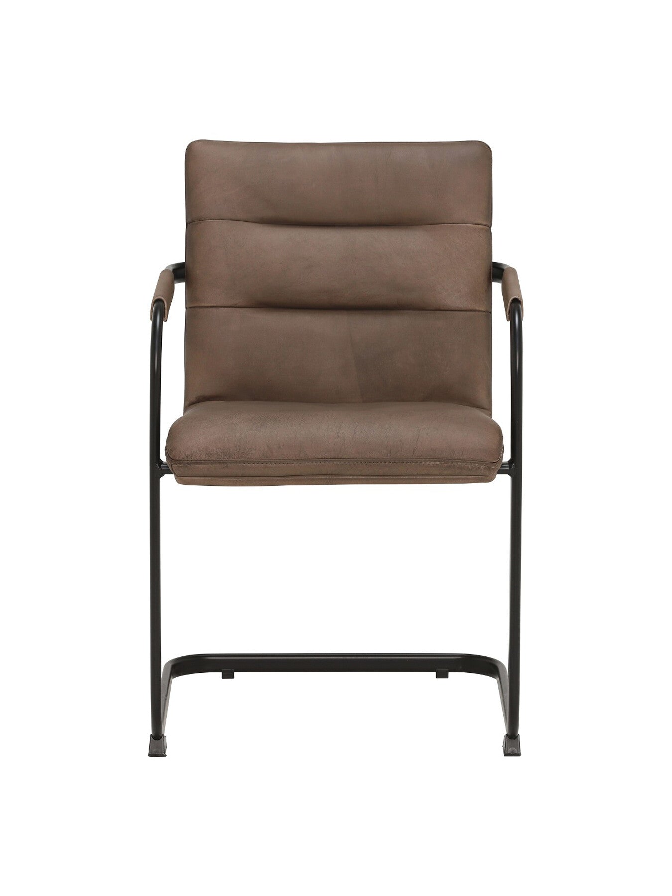 Brown Rigel Brown Leather Dining Armchair With Black Metal B