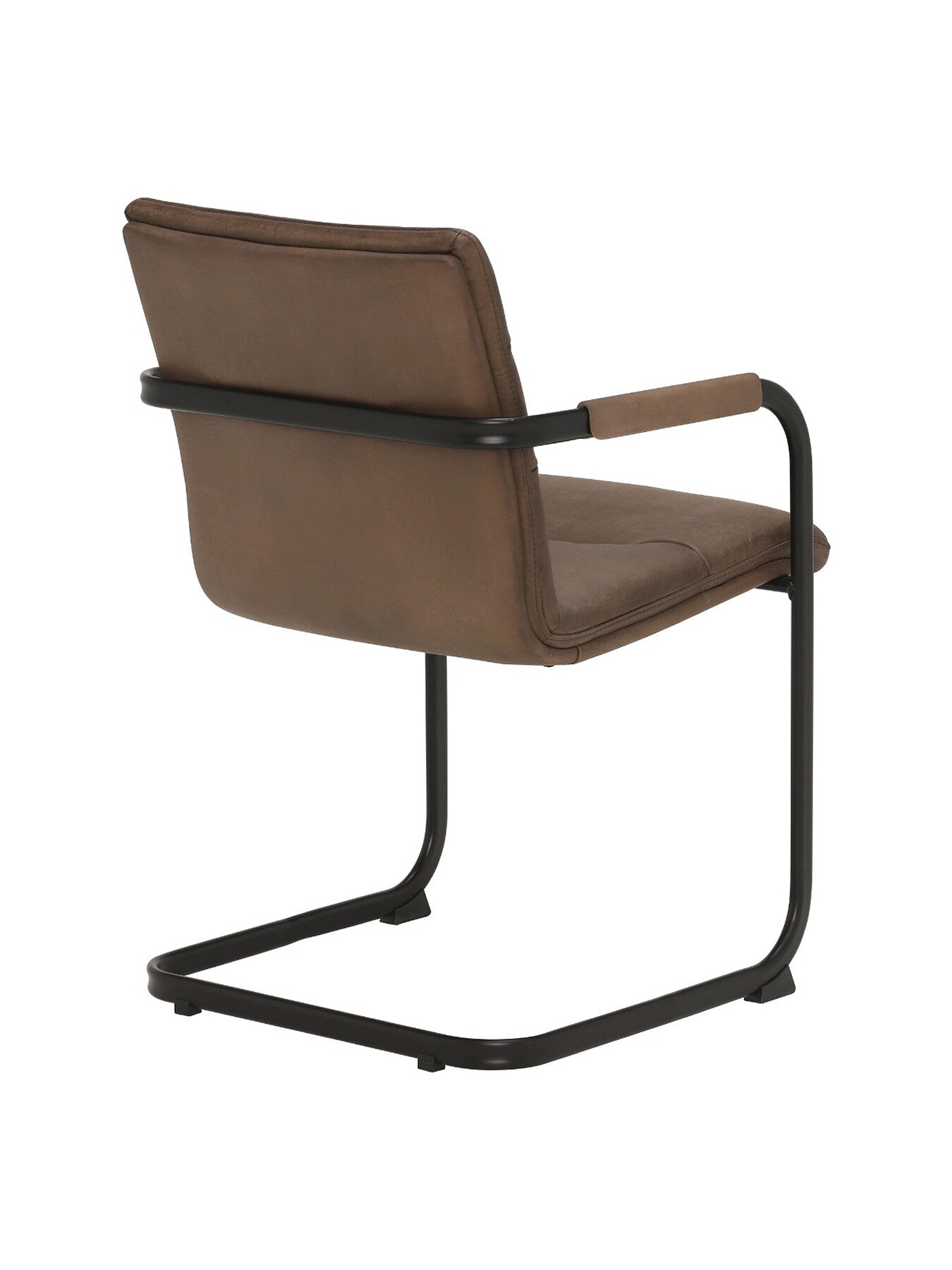 Brown Rigel Brown Leather Dining Armchair With Black Metal B