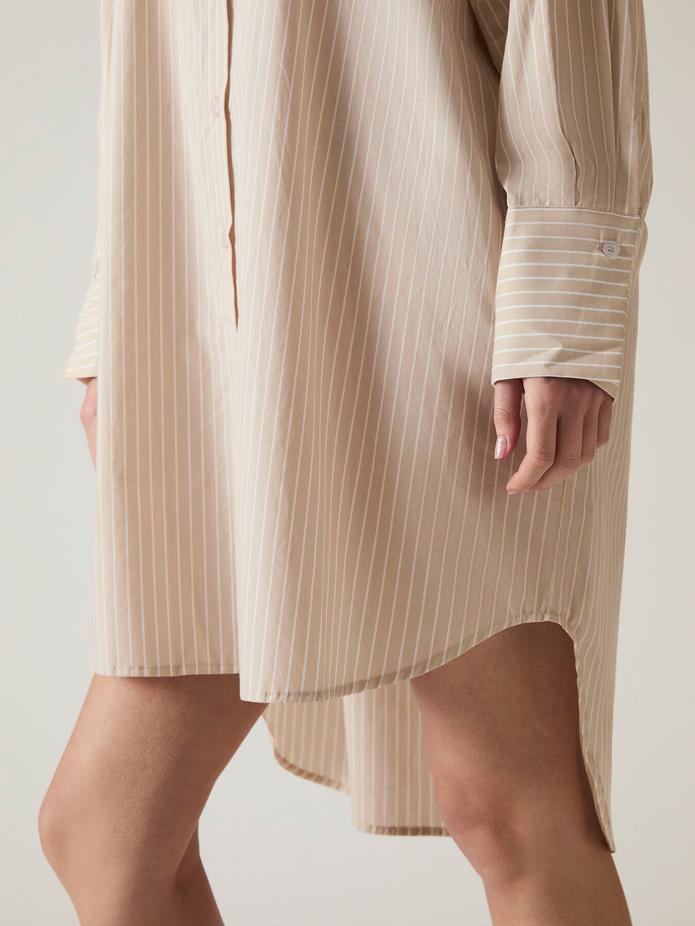 Beige-White Striped Shirt