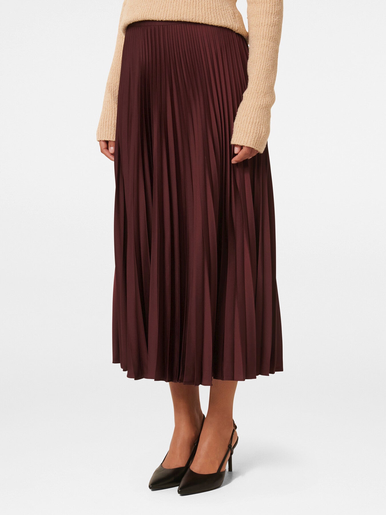 Estelle Satin Pleated Midi Skirt