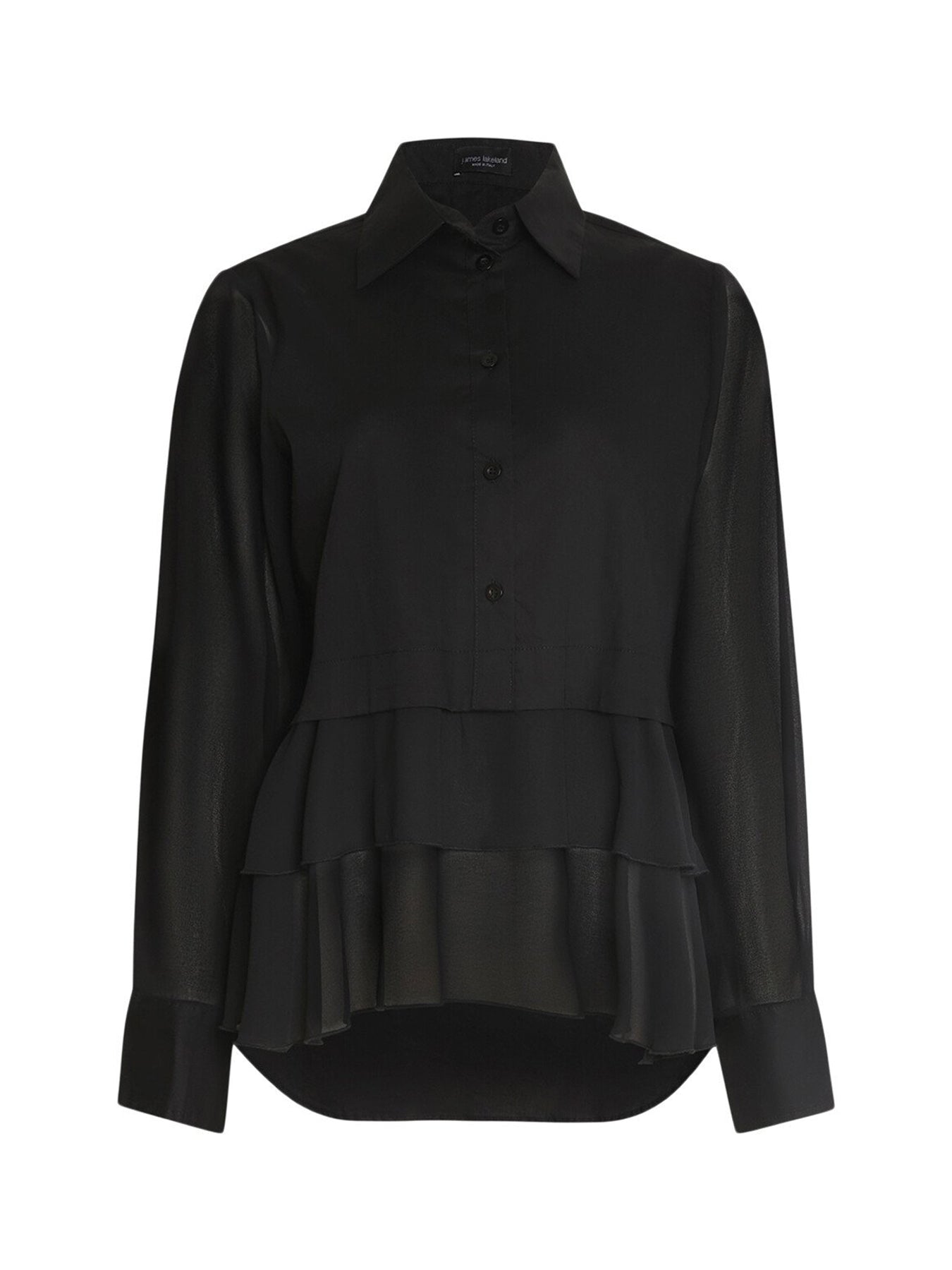 Sheer Sleeve Ruffle Shirt