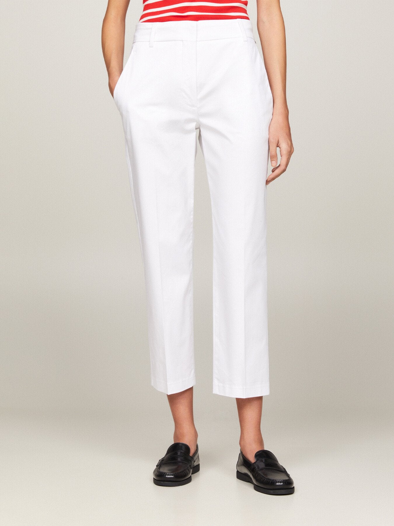 Cotton Blend Slim Fit Straight Leg Chinos