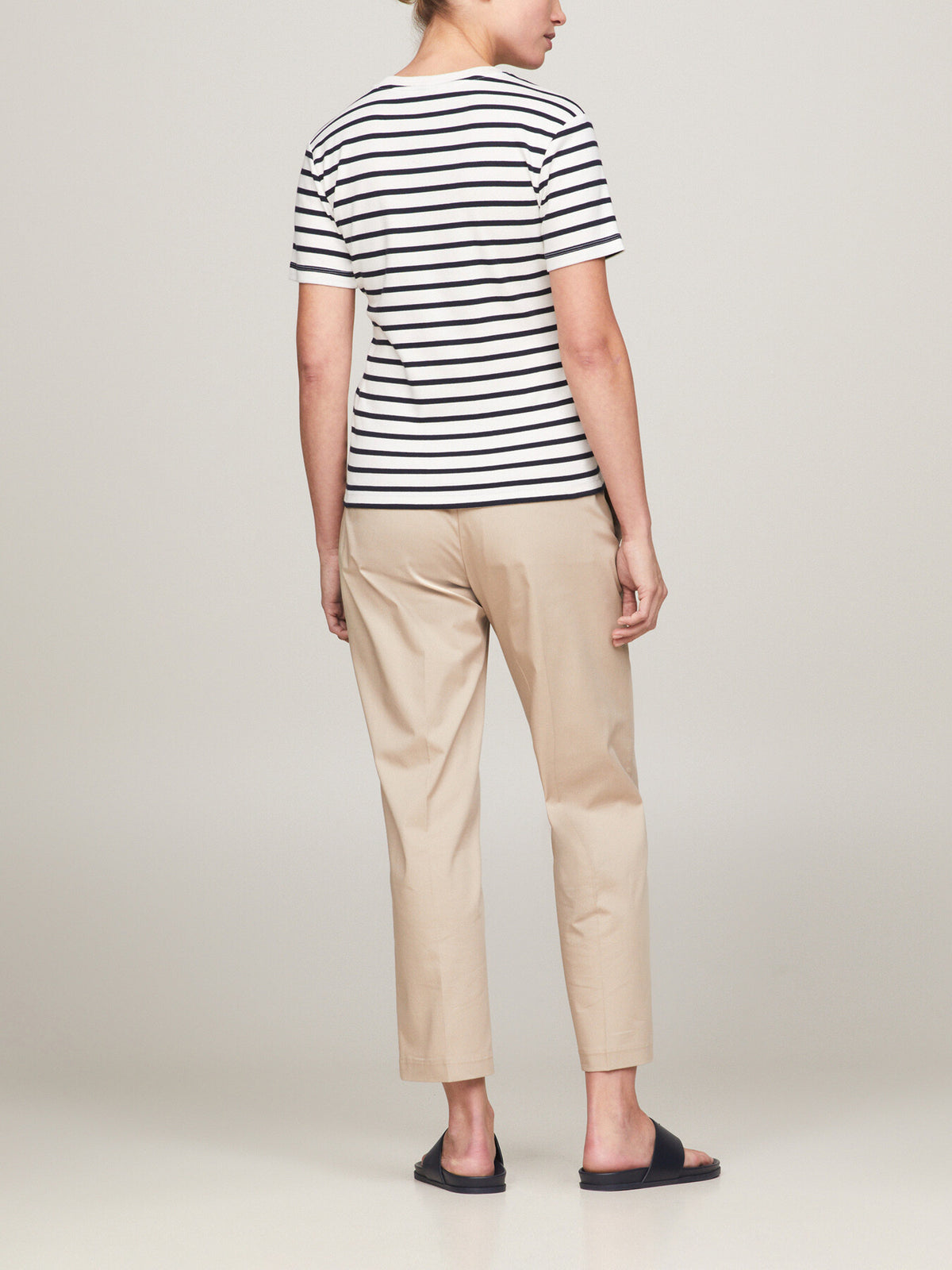 Flag Embroidery Slim Fit Striped T-Sh