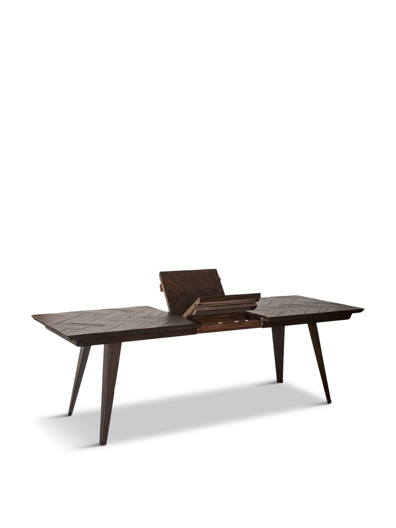 Brown Elon Dark Brown Herringbone Reclaimed Wood 186x90cm Ex