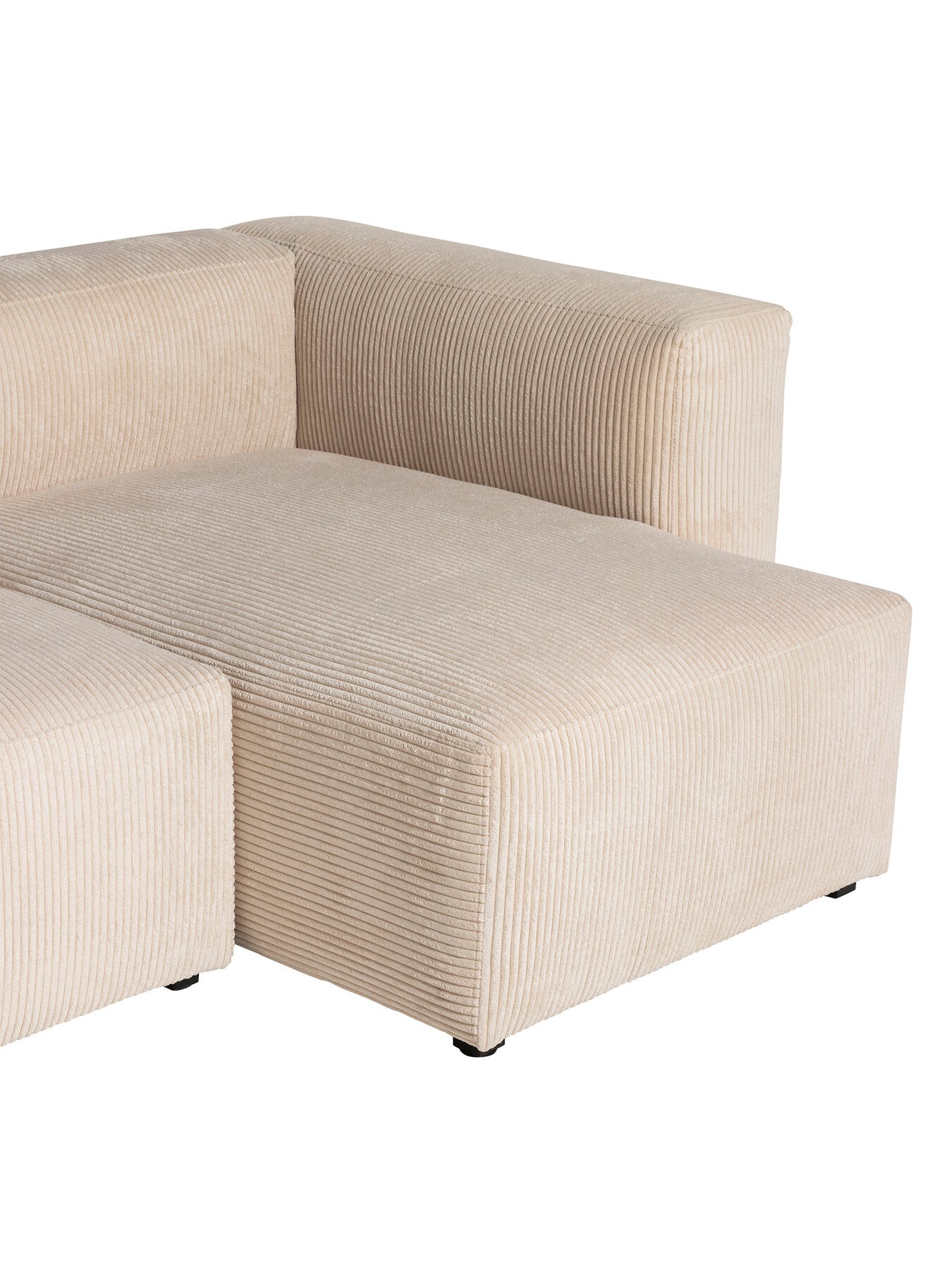 Neutral Boston Cream Velvet Corduroy Right Arm Facing Chaise