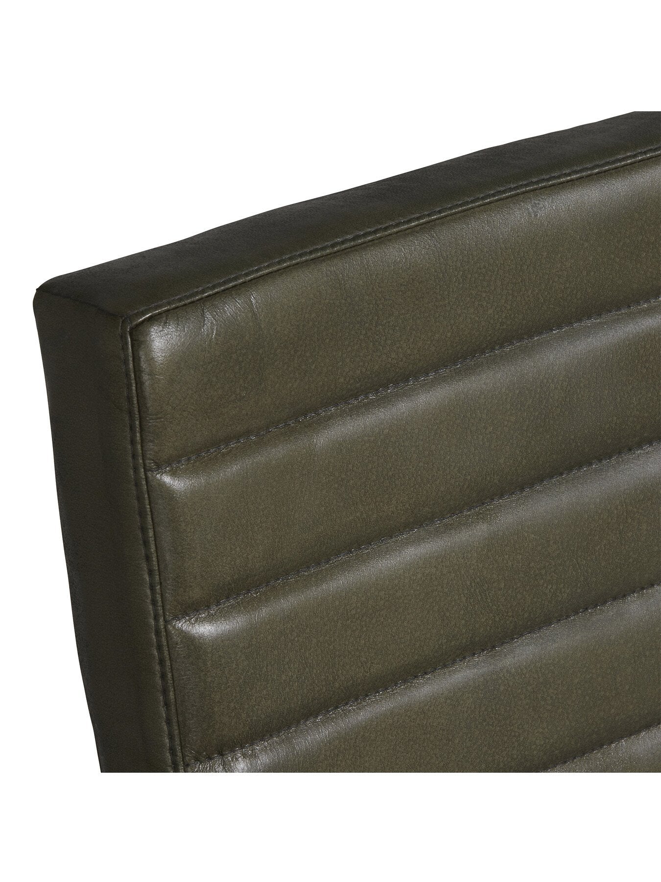 Green Brutus Green Leather Stitched Dining Armchair