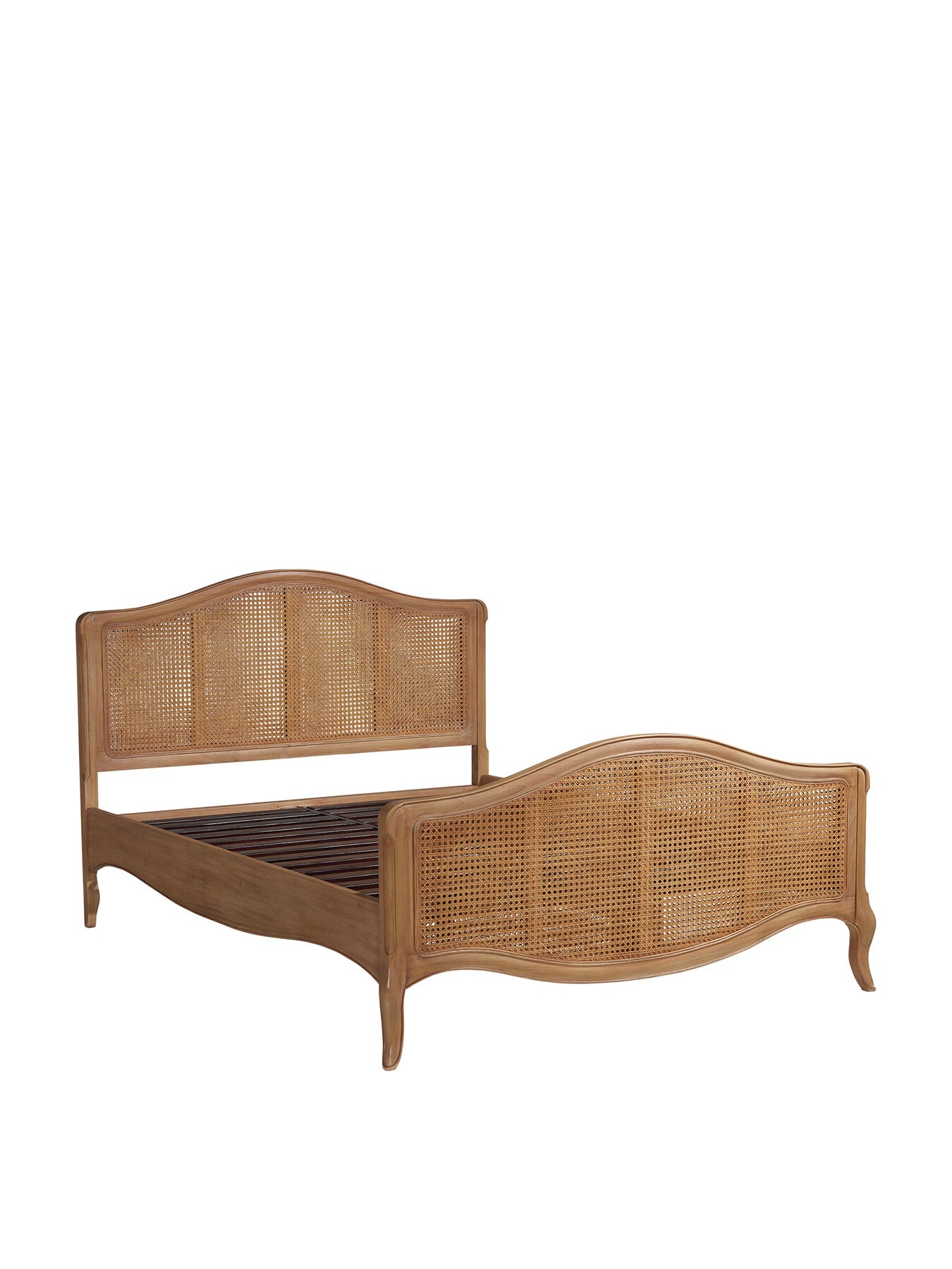 Cecile Brown Rattan And Wood French Style Double Bed