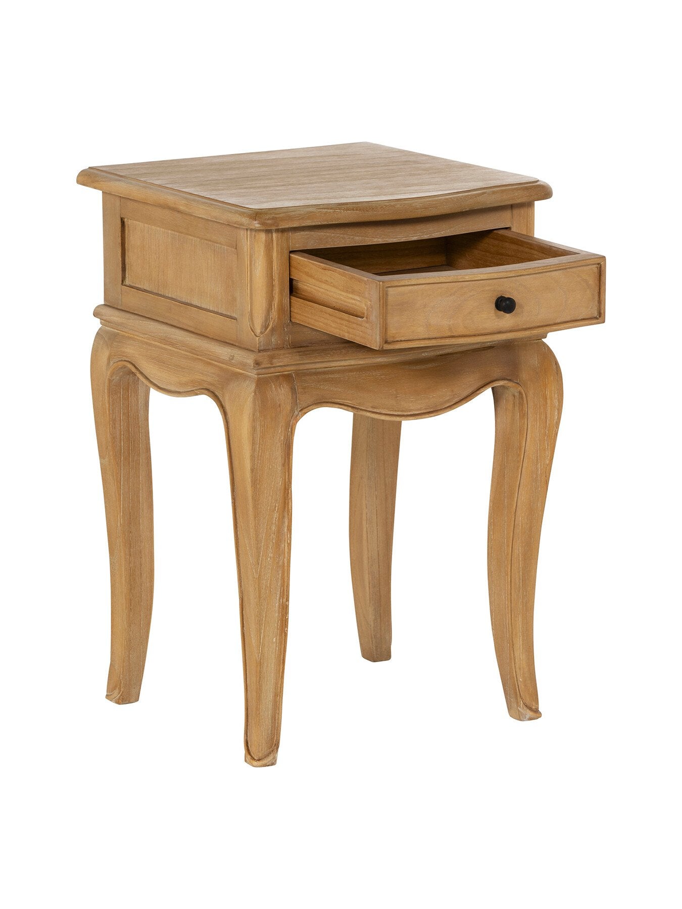 Cecile Light Wooden French Style 1 Drawer Bedside Table