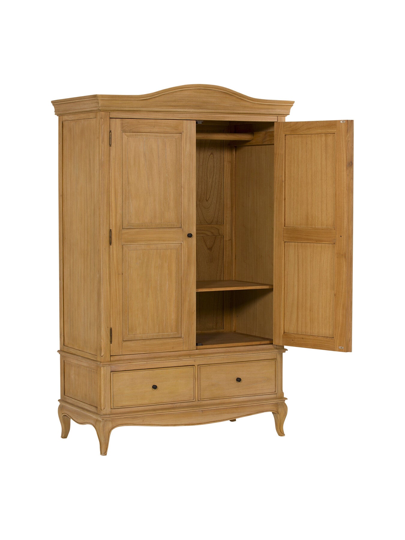 Cecile Light Wooden French Style Double Wardrobe Wit