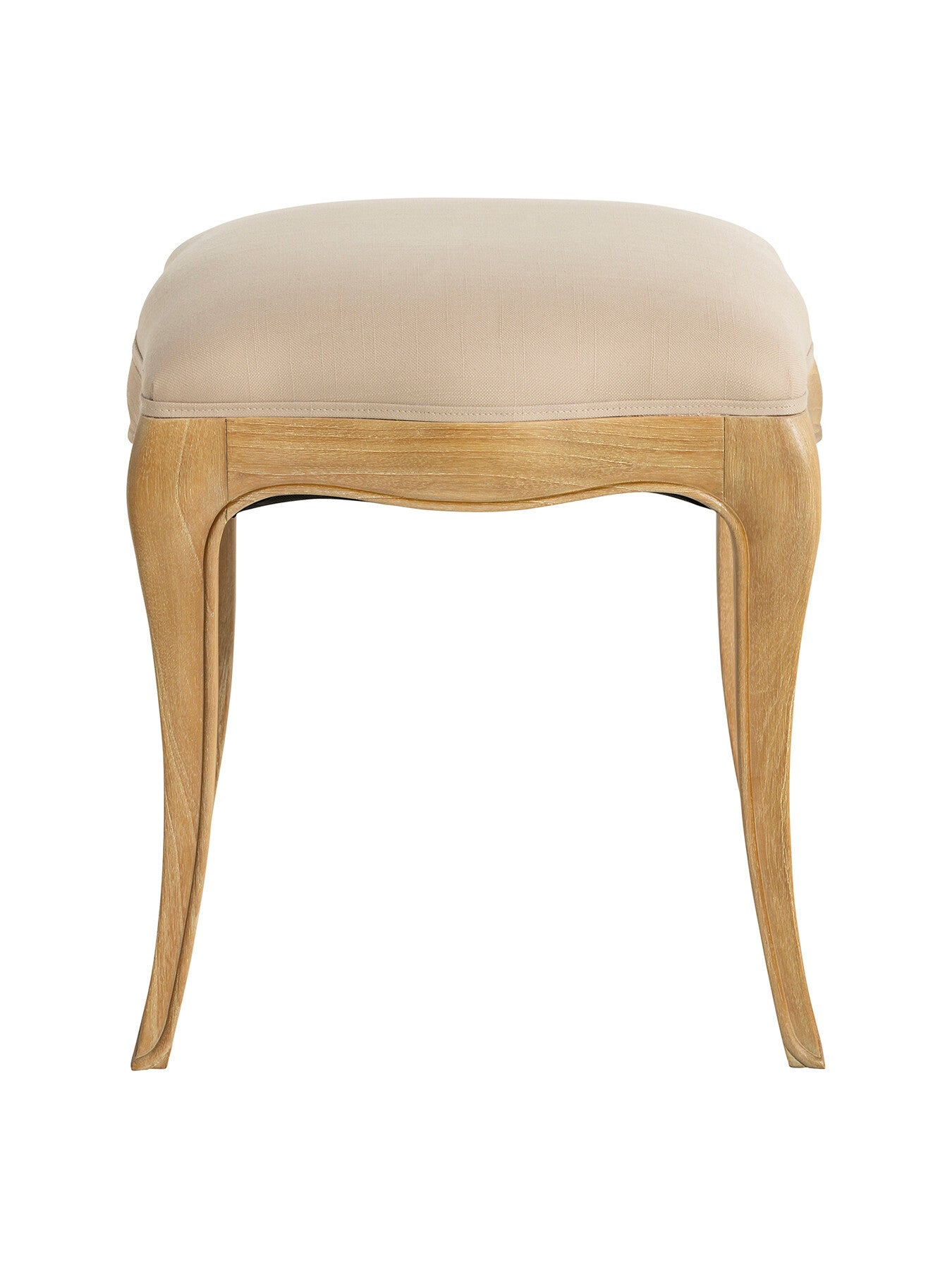 Cecile Light Wood French Style Upholstered Stool