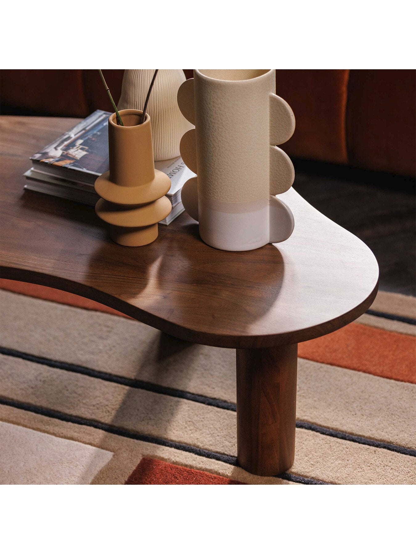 Brown Canova Brown Wood Organic Shape Coffee Table