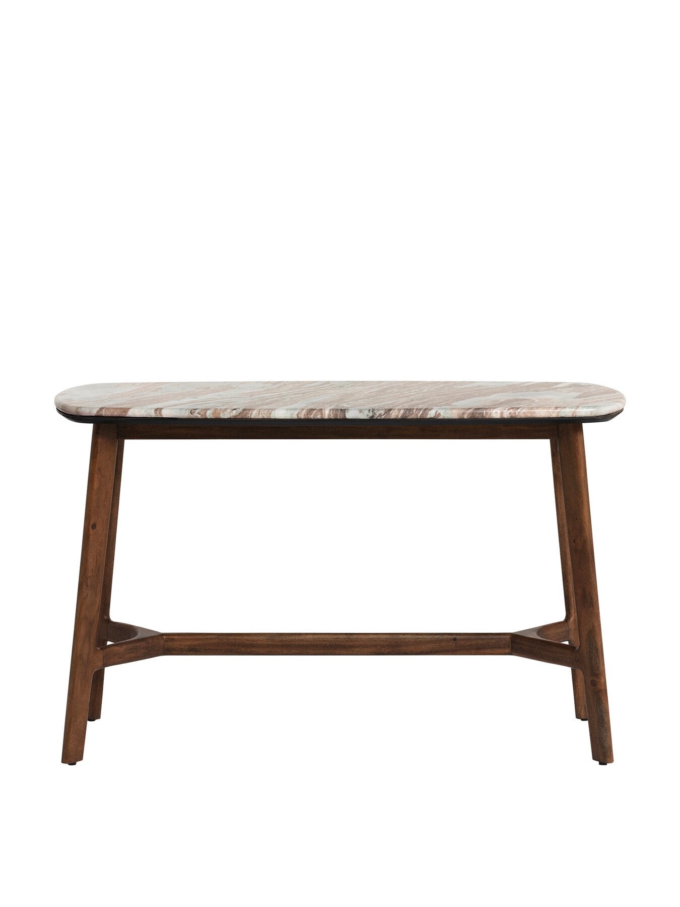 Brown Cresta Marble Console Table With Acacia Wood Base