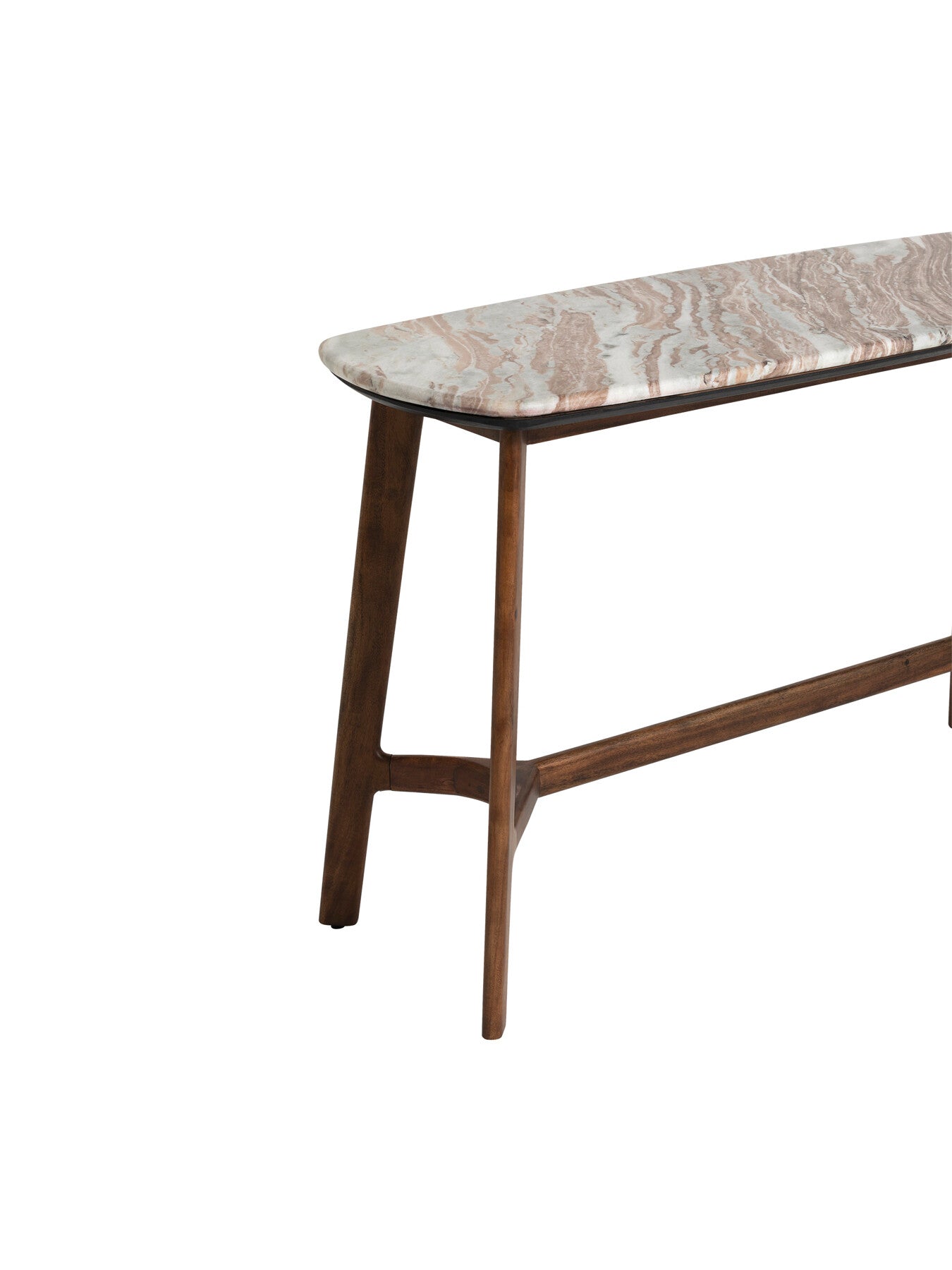 Brown Cresta Marble Console Table With Acacia Wood Base