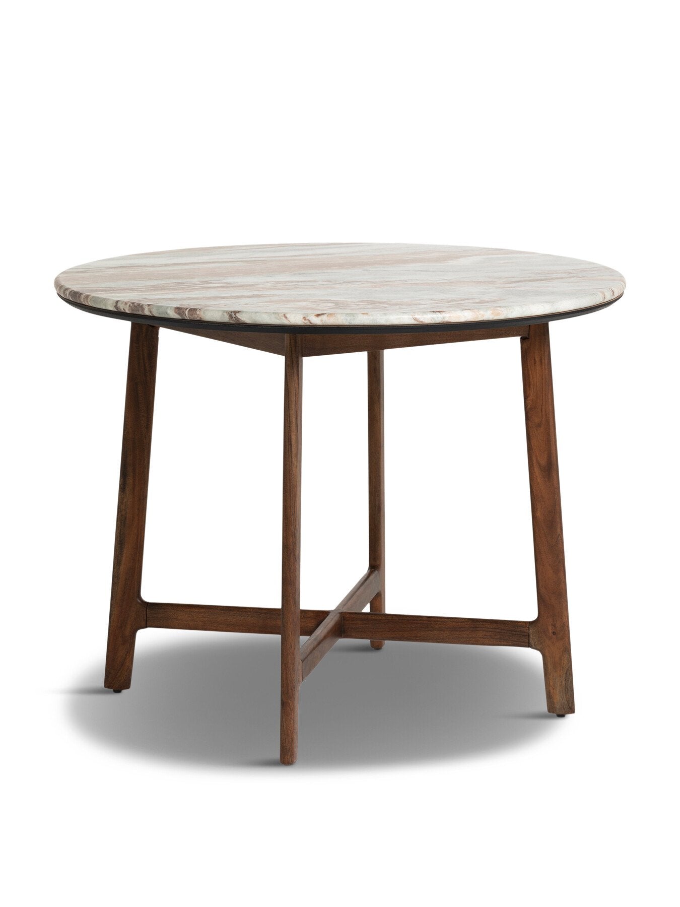 Brown Cresta Marble and Acacia Wood Dining Table
