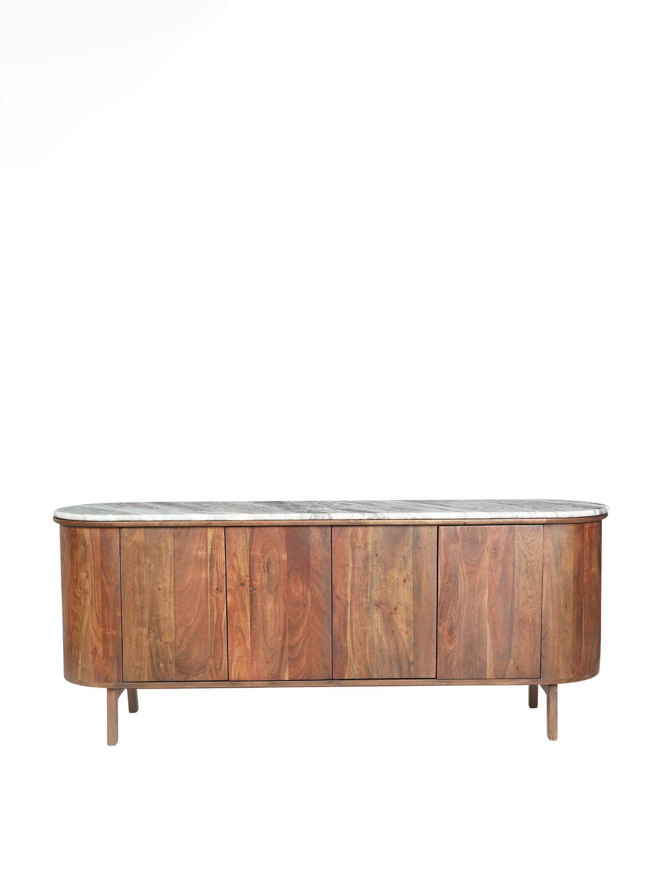 Brown Cresta Marble 4 Door Sideboard with Acacia Wood Base