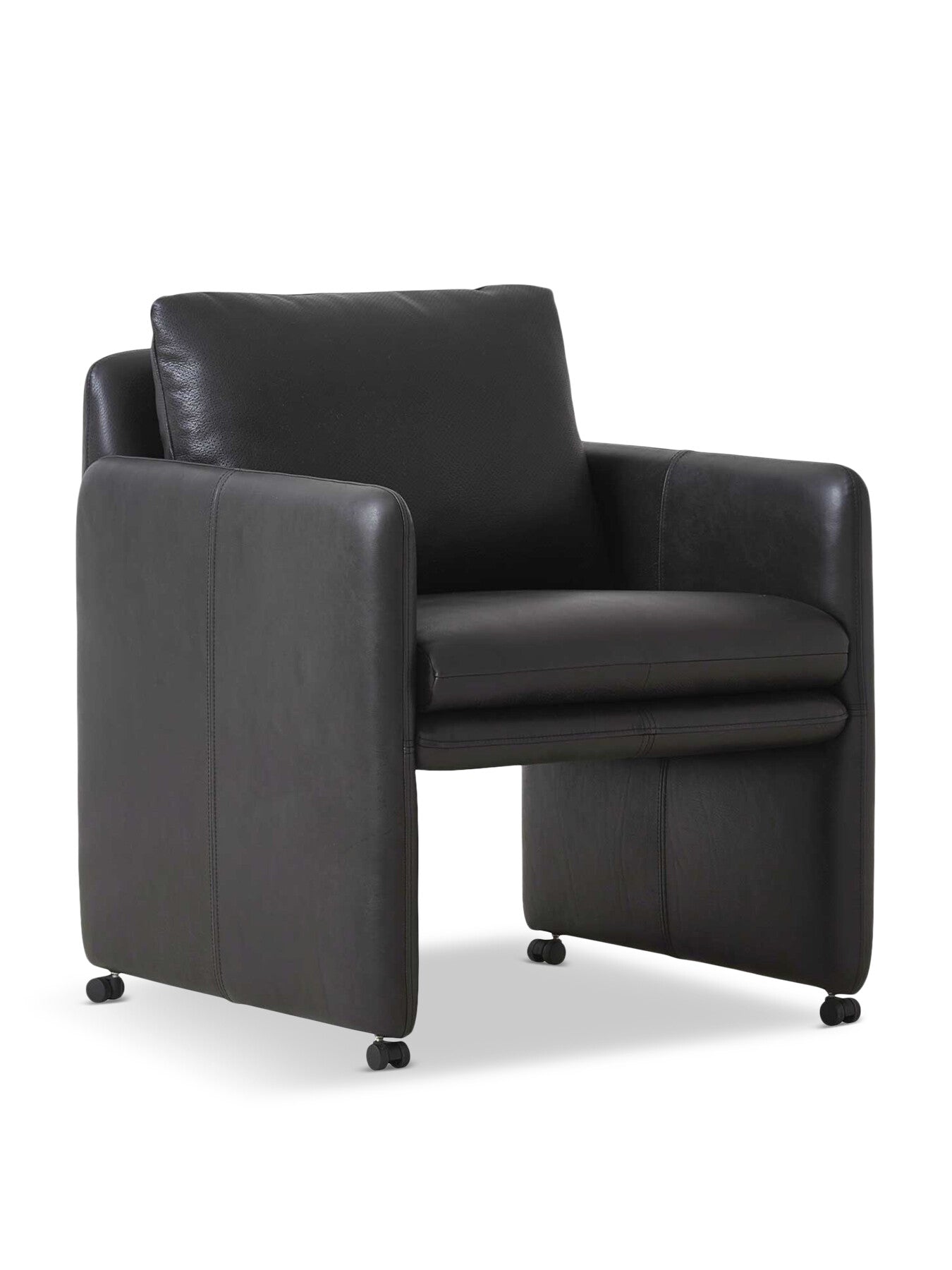 Brown Casca Dark Brown Leather Armchair On Wheels