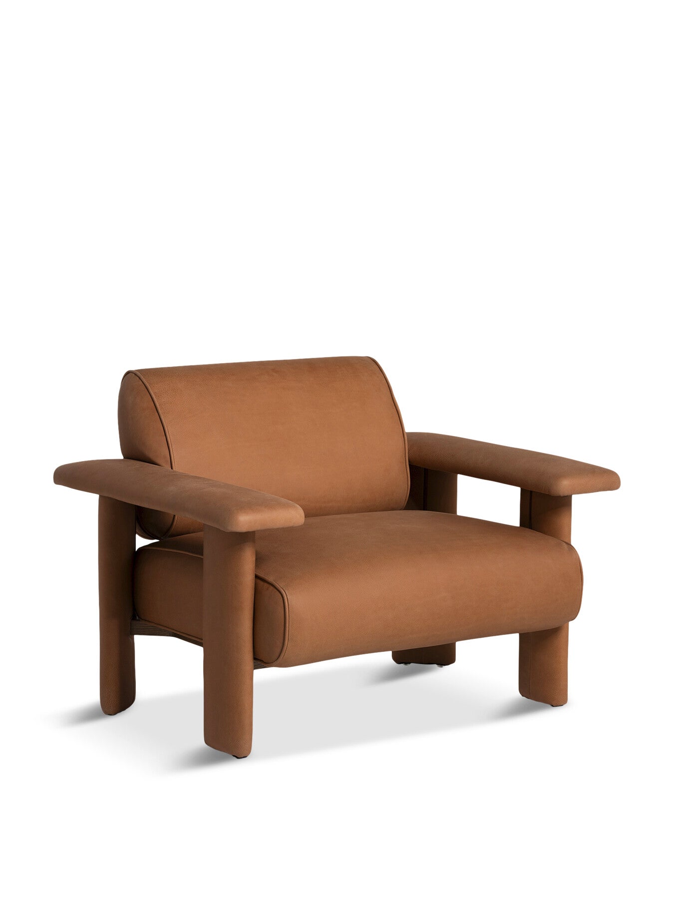 Brown Eldrid Brown Leather Armchair with Wide Armrests