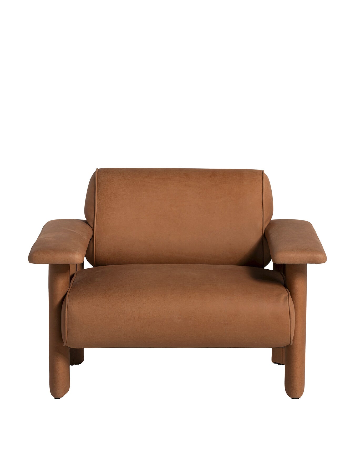 Brown Eldrid Brown Leather Armchair with Wide Armrests