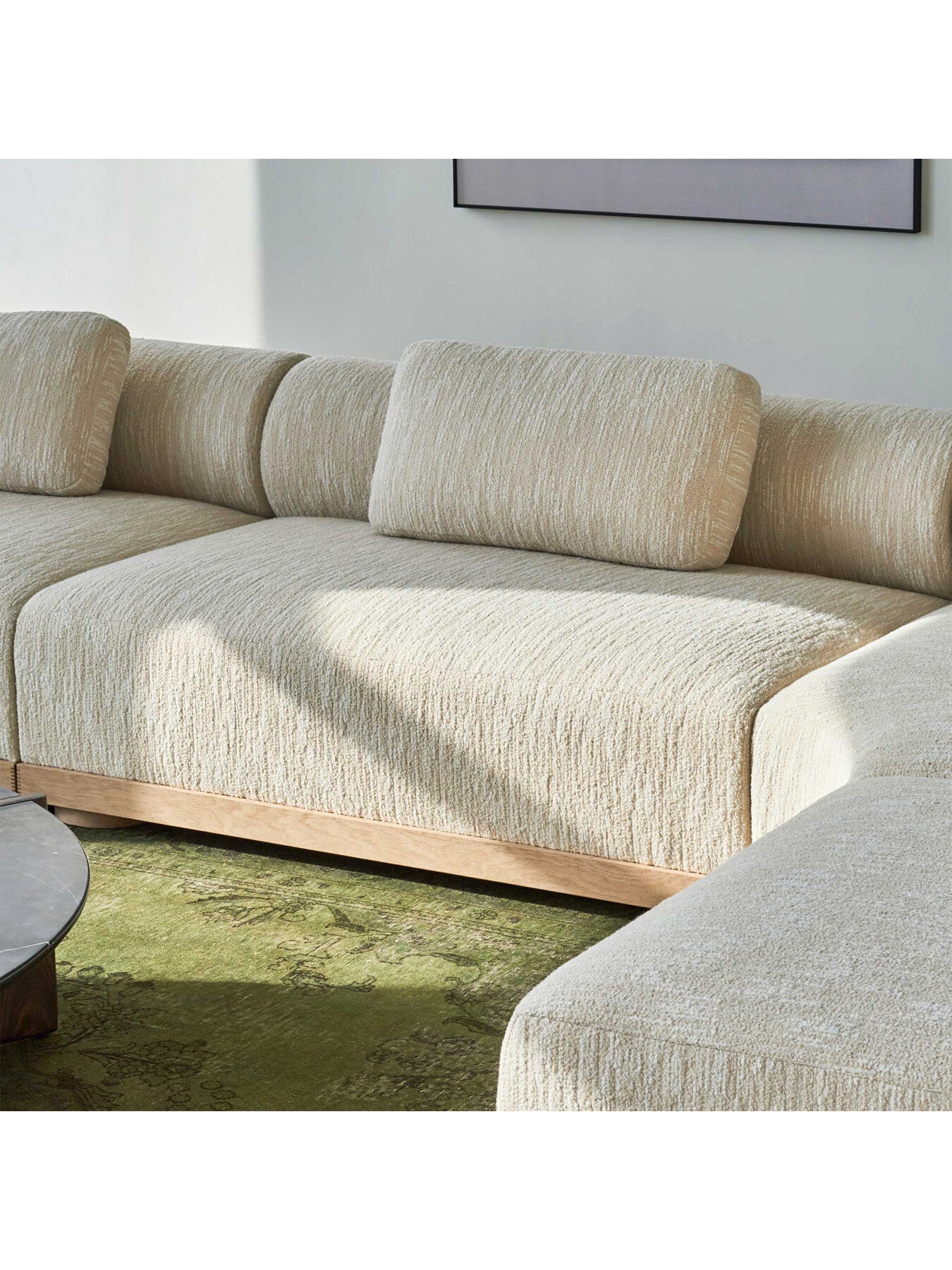 Neutral Fresno Cream Boucle Modular Armless 2 Seater Chair