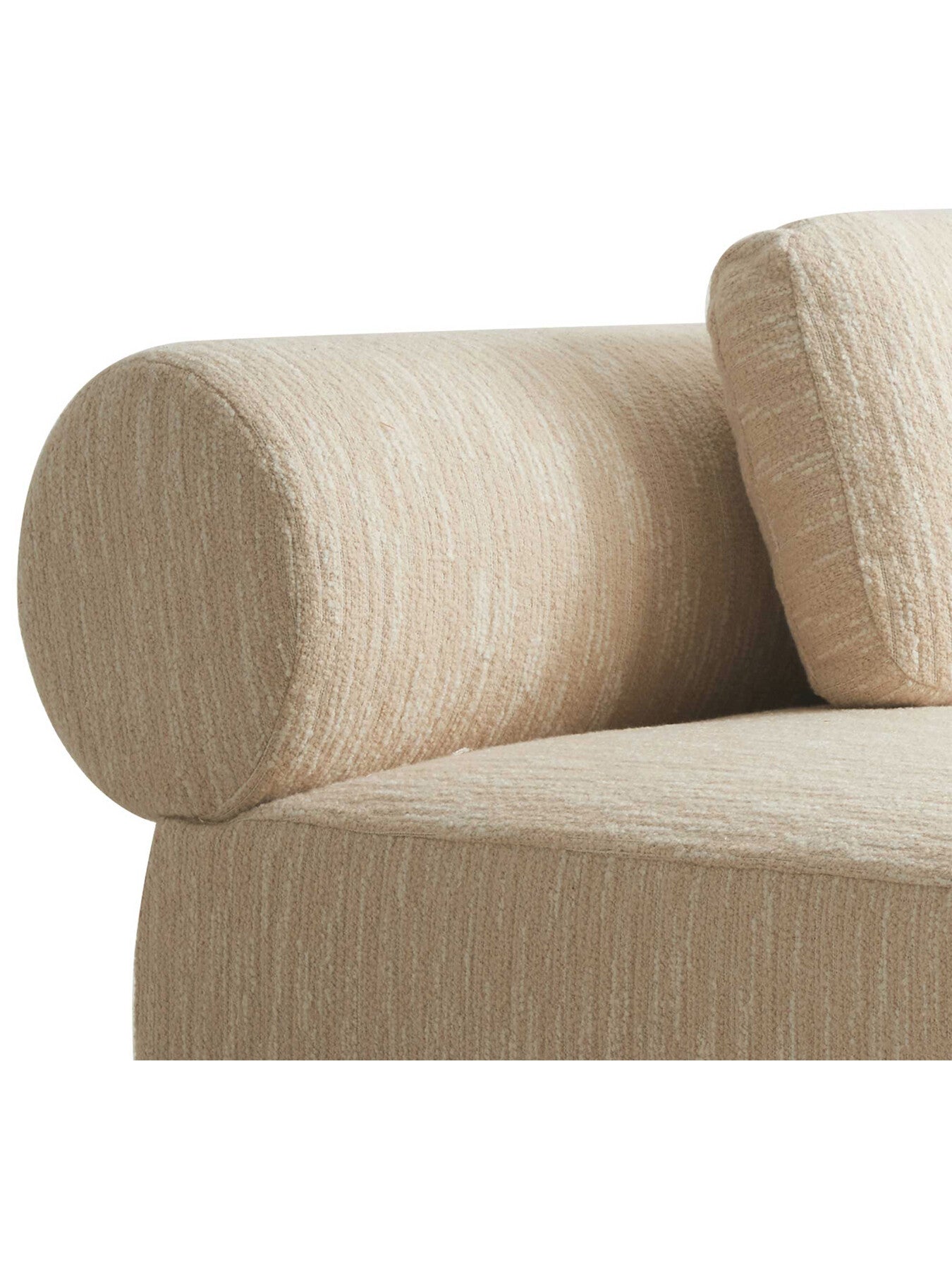 Neutral Fresno Cream Boucle Modular Armless 2 Seater Chair