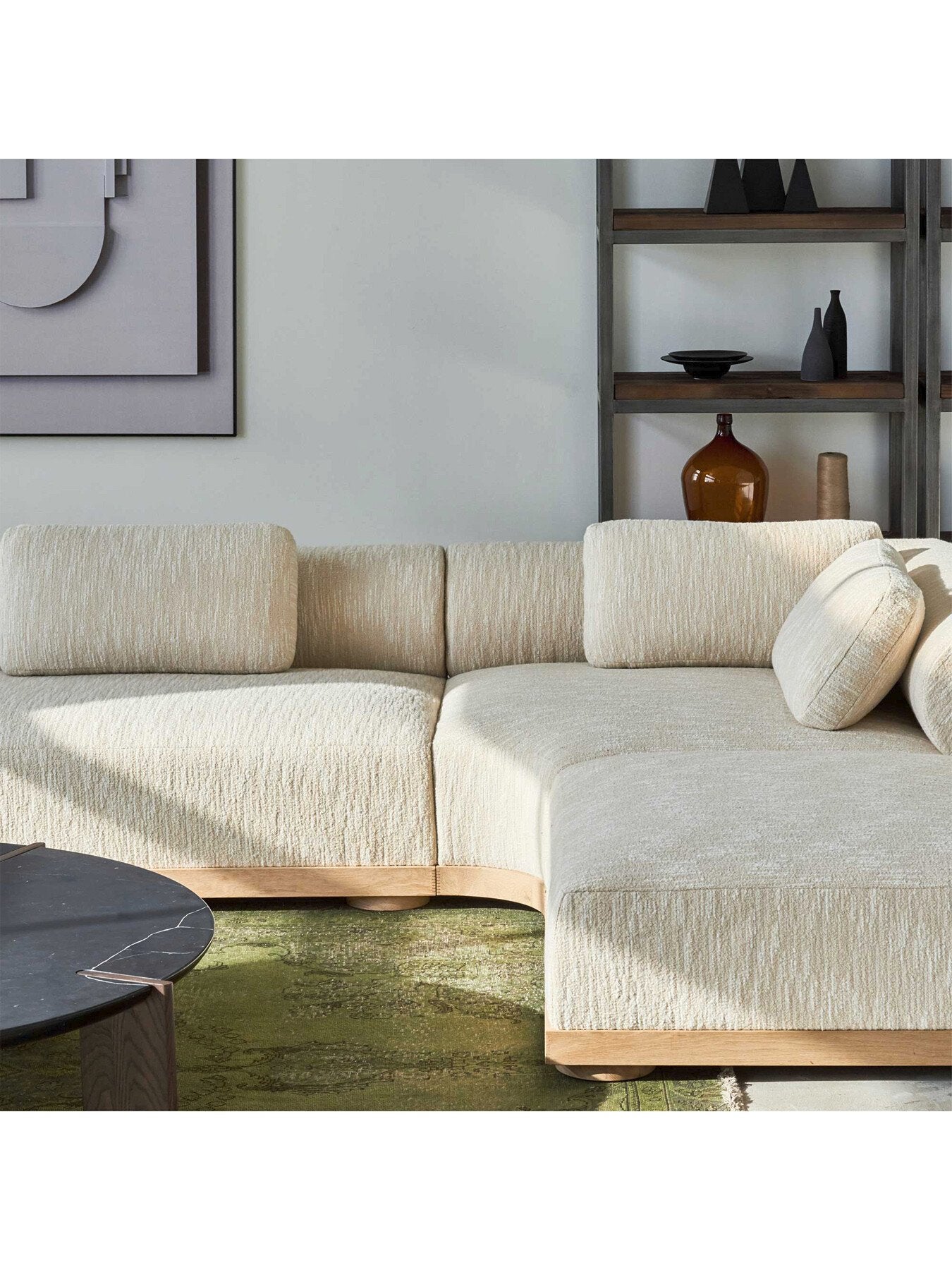 Neutral Fresno Cream Boucle Modular 1 Seater Sectional Corne