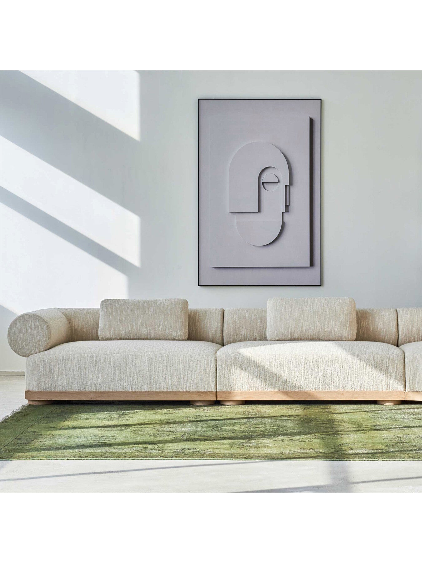 Neutral Fresno Cream Boucle Modular 1.5 Seater Sofa Unit Wit