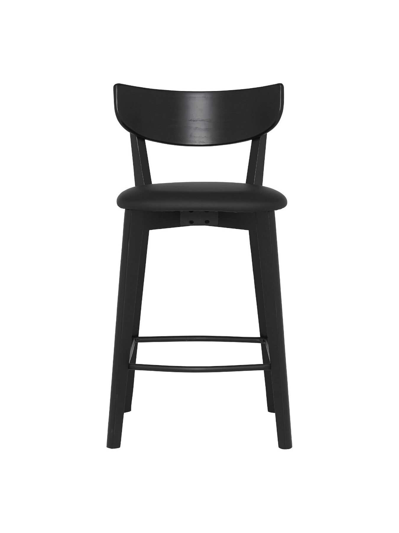 Black Jessa Black Oak Counter Stool With Black Pu Seat