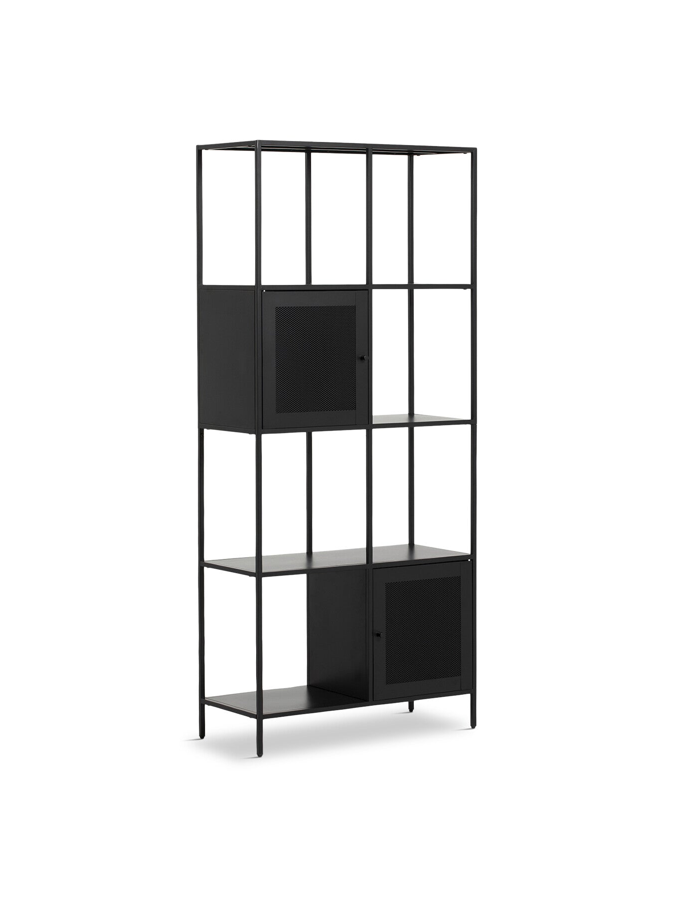 Black Kanna Black Metal Bookcase 2 Door 180cm