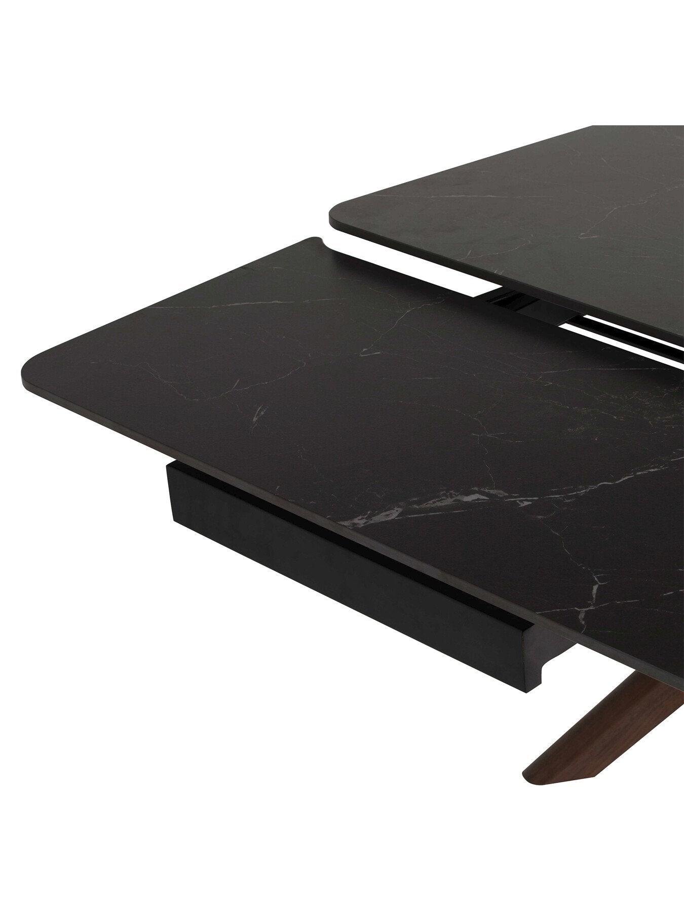 Black Khuno Black Ceramic Extending 160cm Dining Table, Seat