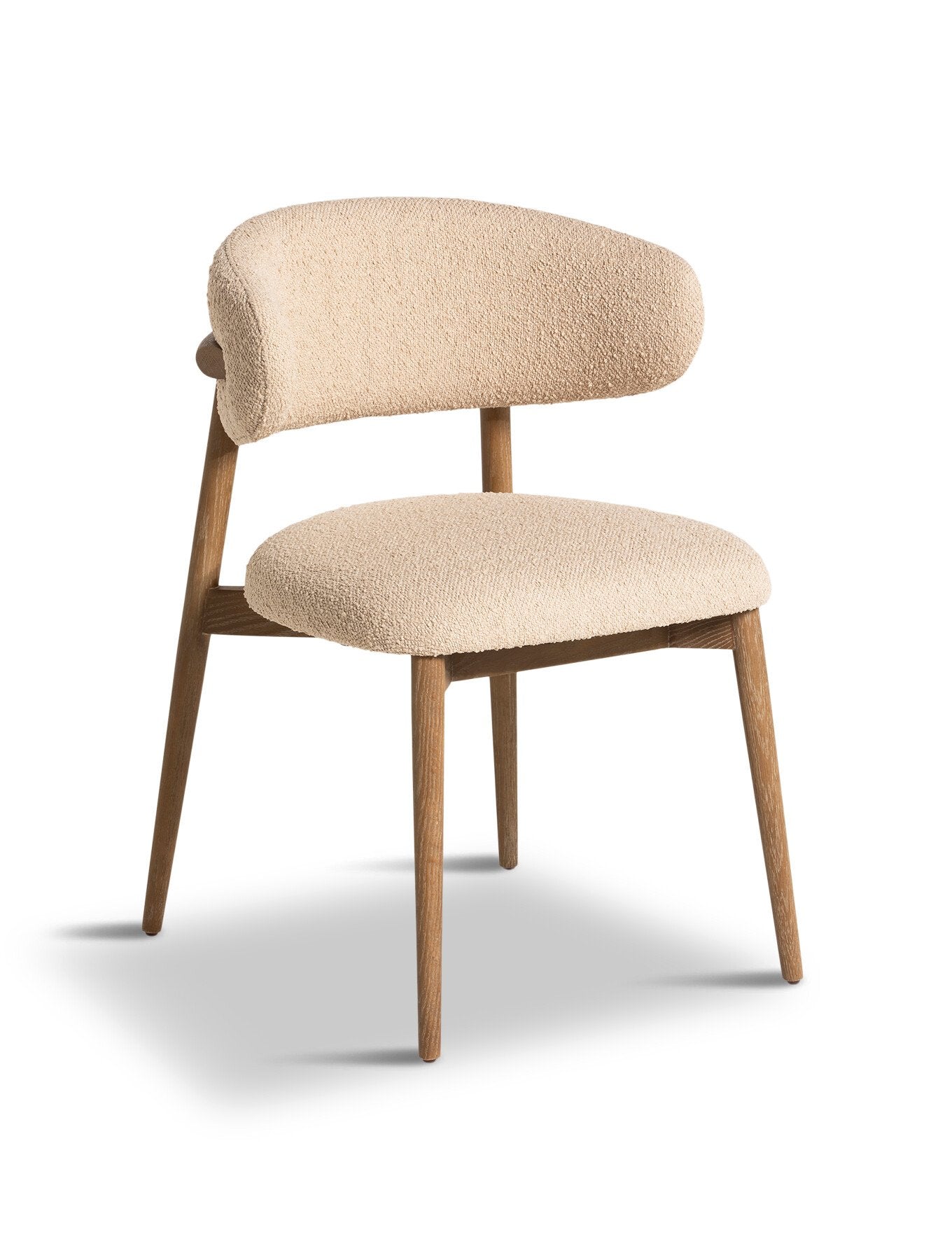 Neutral Lexa Neutral Boucle Open Back Curved Dining Chair