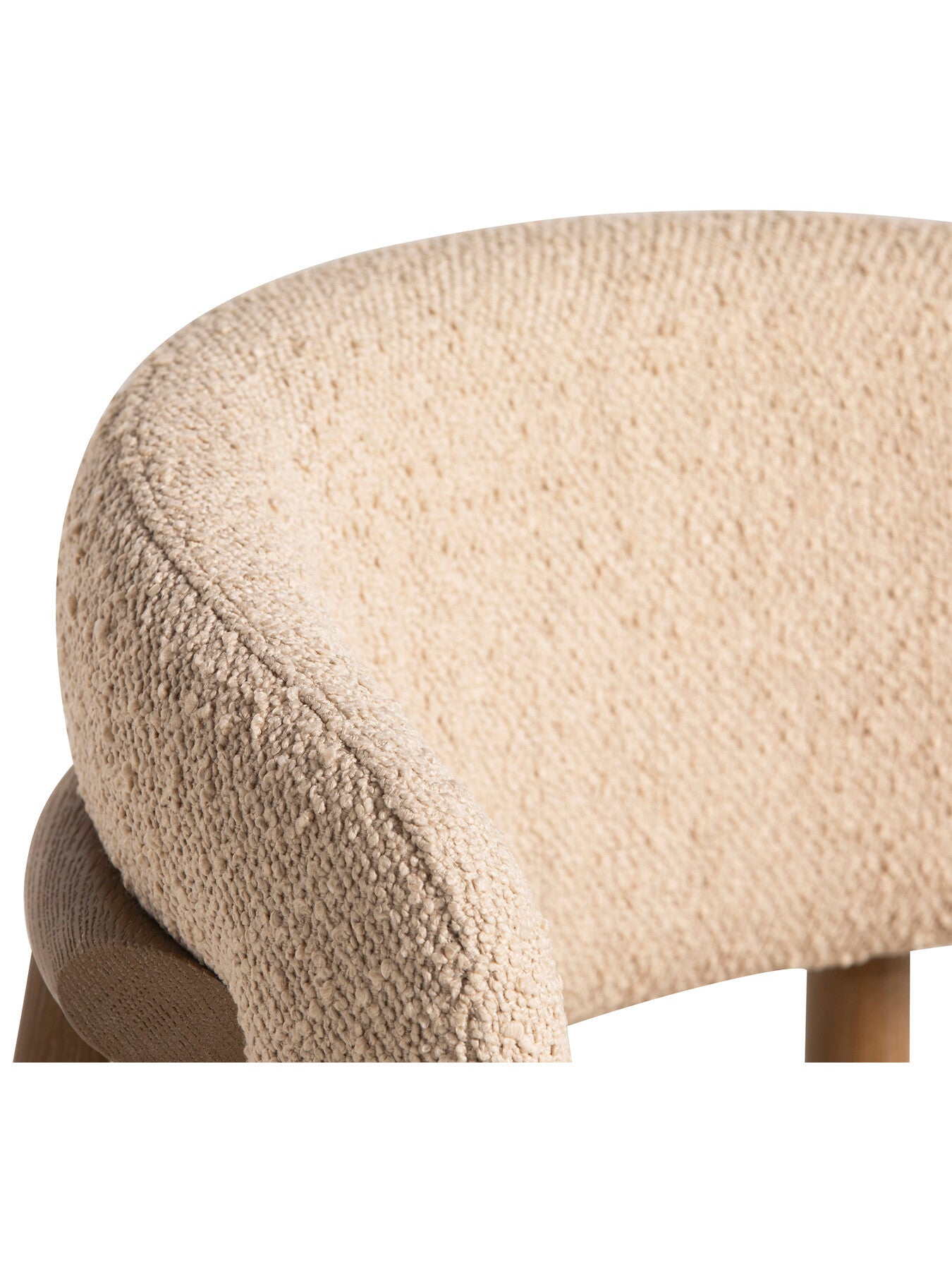 Neutral Lexa Neutral Boucle Open Back Curved Dining Chair