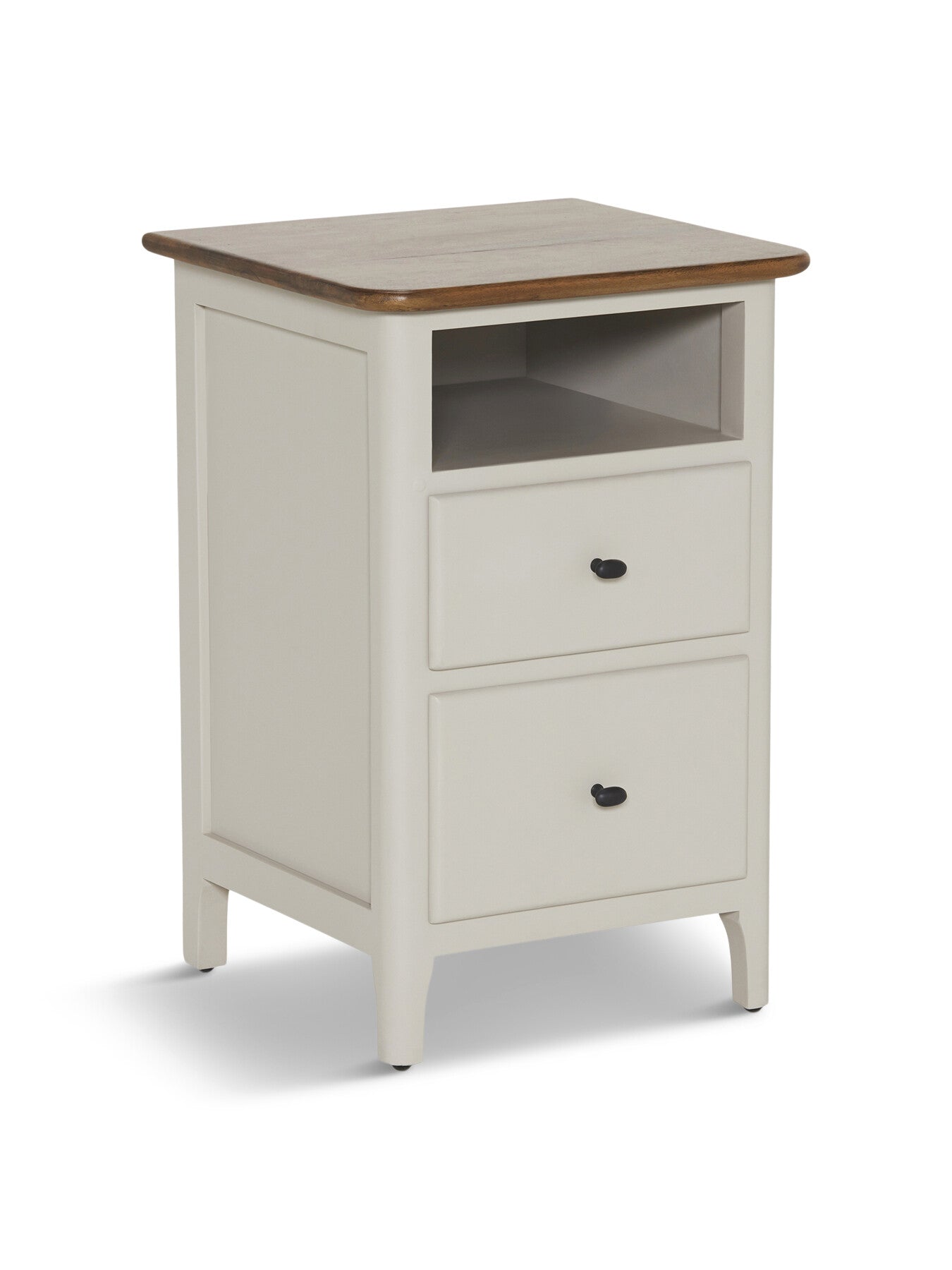 Neutral Mara Mango Wood 2 Drawer Bedside With Open Shelf Uni