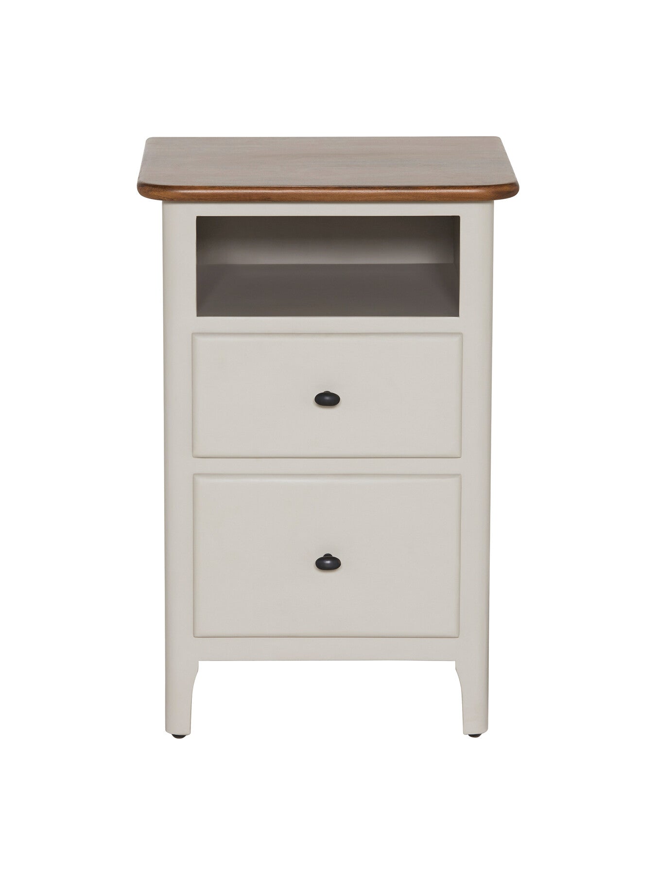 Neutral Mara Mango Wood 2 Drawer Bedside With Open Shelf Uni