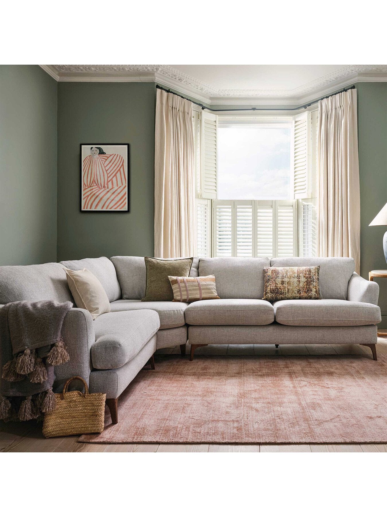 Neutral Embrey Fabric 5 Seater Corner Sofa, Right Hand