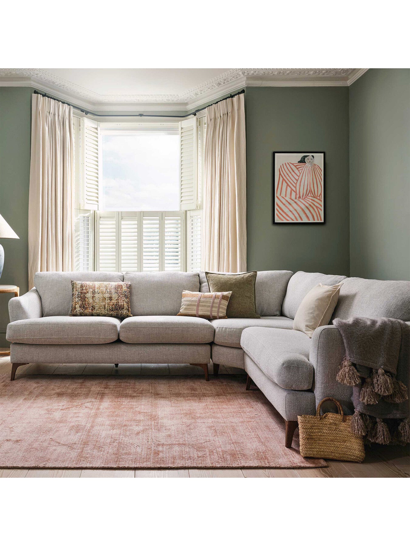 Neutral Embrey Fabric 5 Seater Corner Sofa, Left Hand